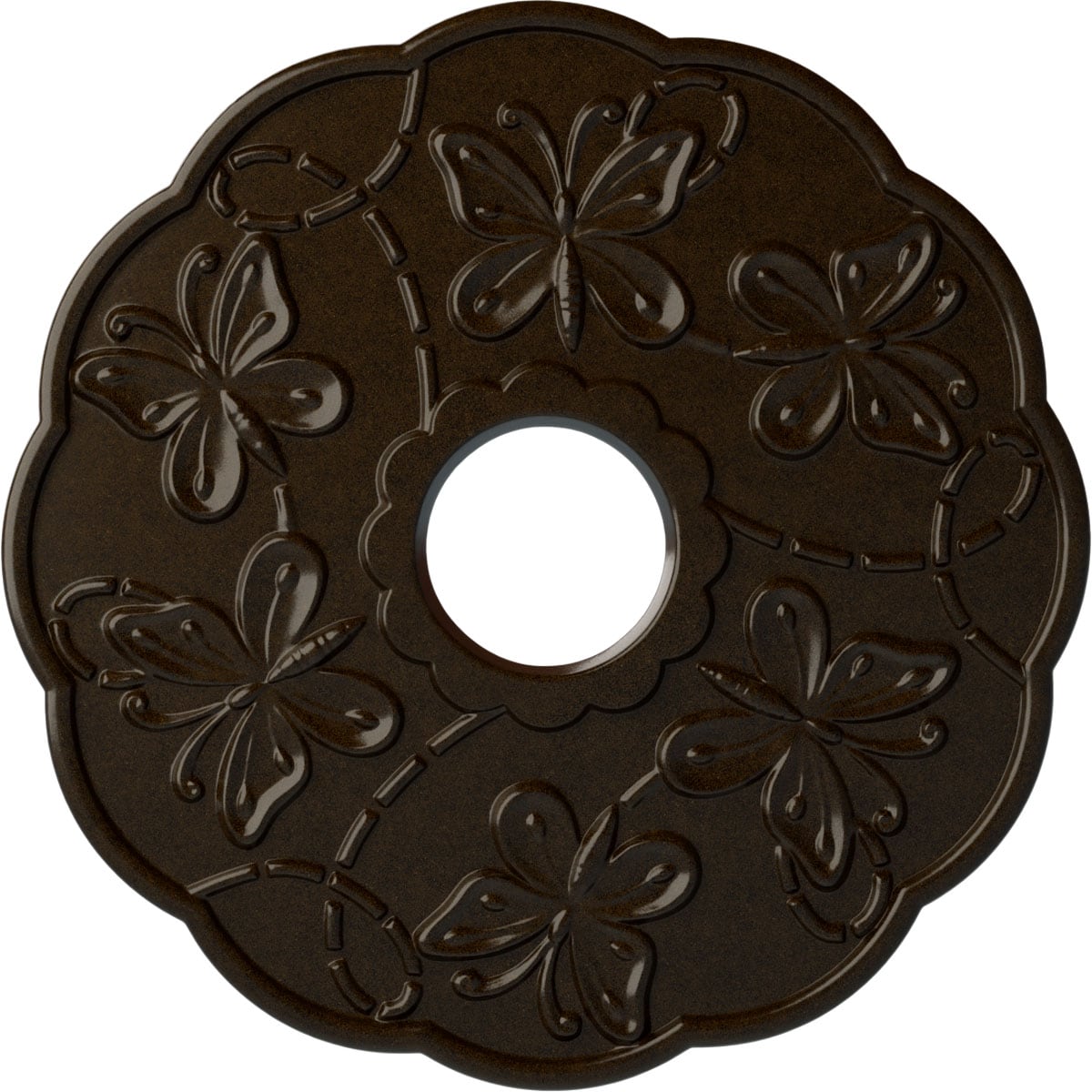 Ekena Millwork CM17TSBZS Terrones Butterfly 17.875-in W x 17.875-in L Painted Bronze Polyurethane Whole Ceiling Medallion