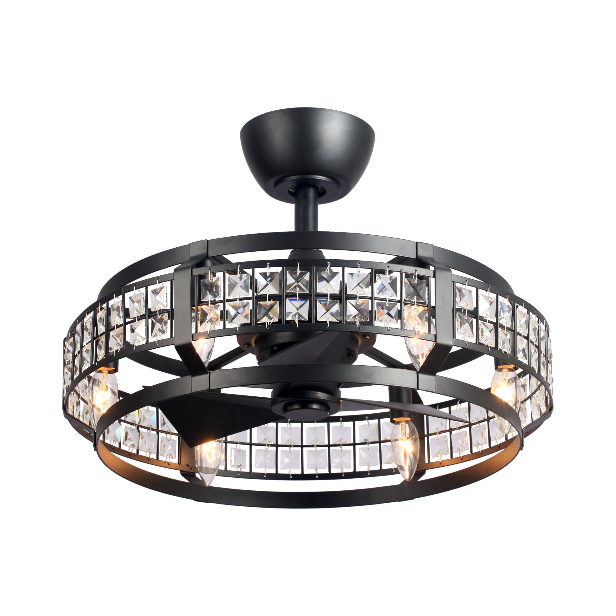 Parrot Uncle F8227110V 20.5-in Matte Black with Black Blades Fandelier Ceiling Fan Light Kit Compatible - Remote Included ( 3 -Blade )