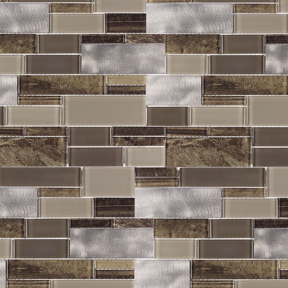 allen + roth LC004ERTH1213 Laser Contempo 12-in x 12-in Glossy Glass/Metal Linear Mosaic Wall Tile ( 0.96-sq ft Piece