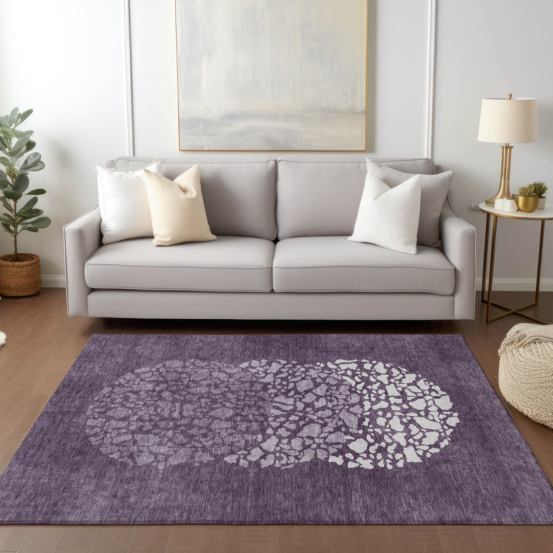 Addison Rugs ACN643EG3X5 Chantille ACN643EG 3 x 5 (ft) Polyester Eggplant Rectangular Indoor/Outdoor Geometric Machine washable Area rug