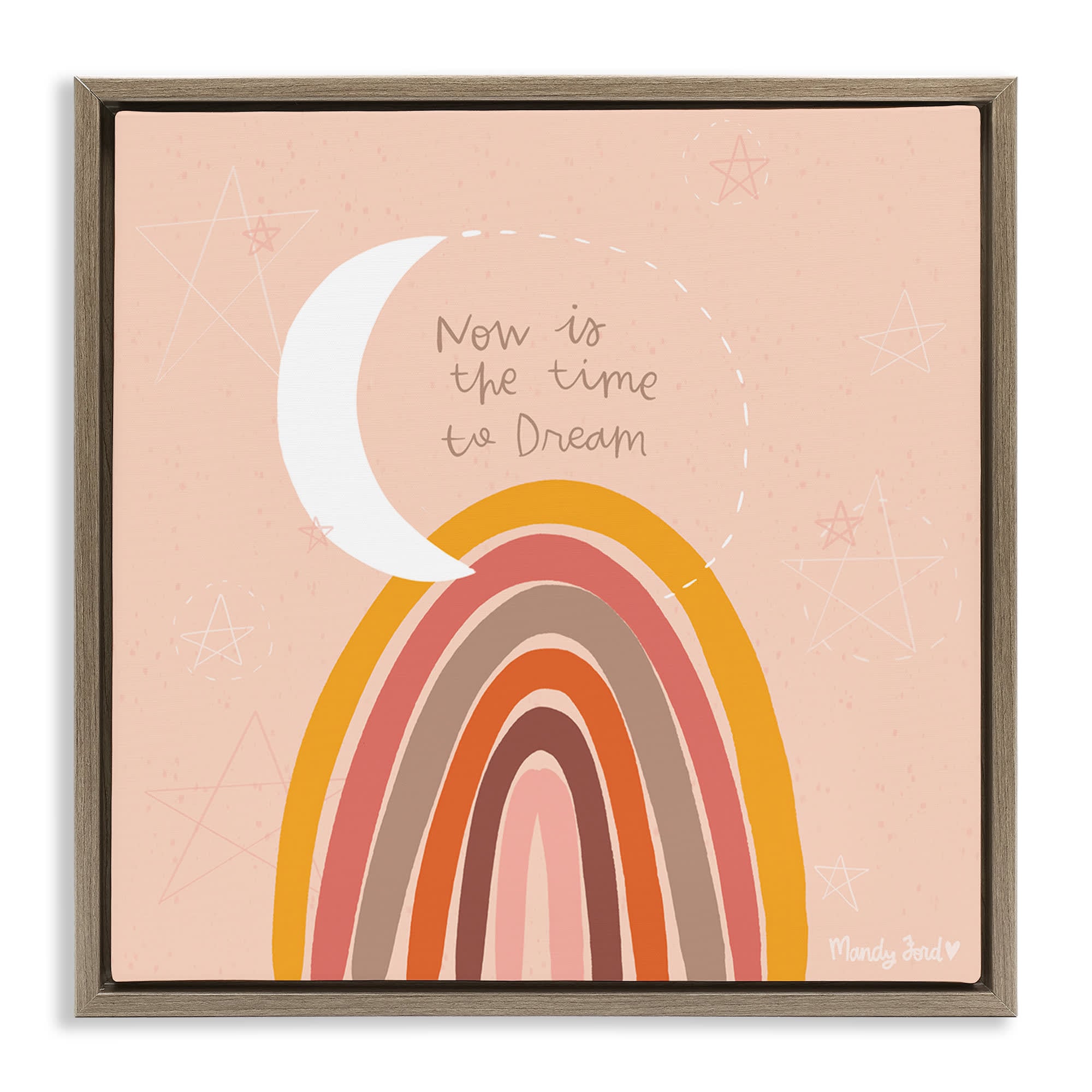 Stupell Industries BS-319-FFE-17X17 Now Is The Time To Dream Brown Framed Floater Canvas Wall Art By Mandy Ford Art + Illustration 18 x 18