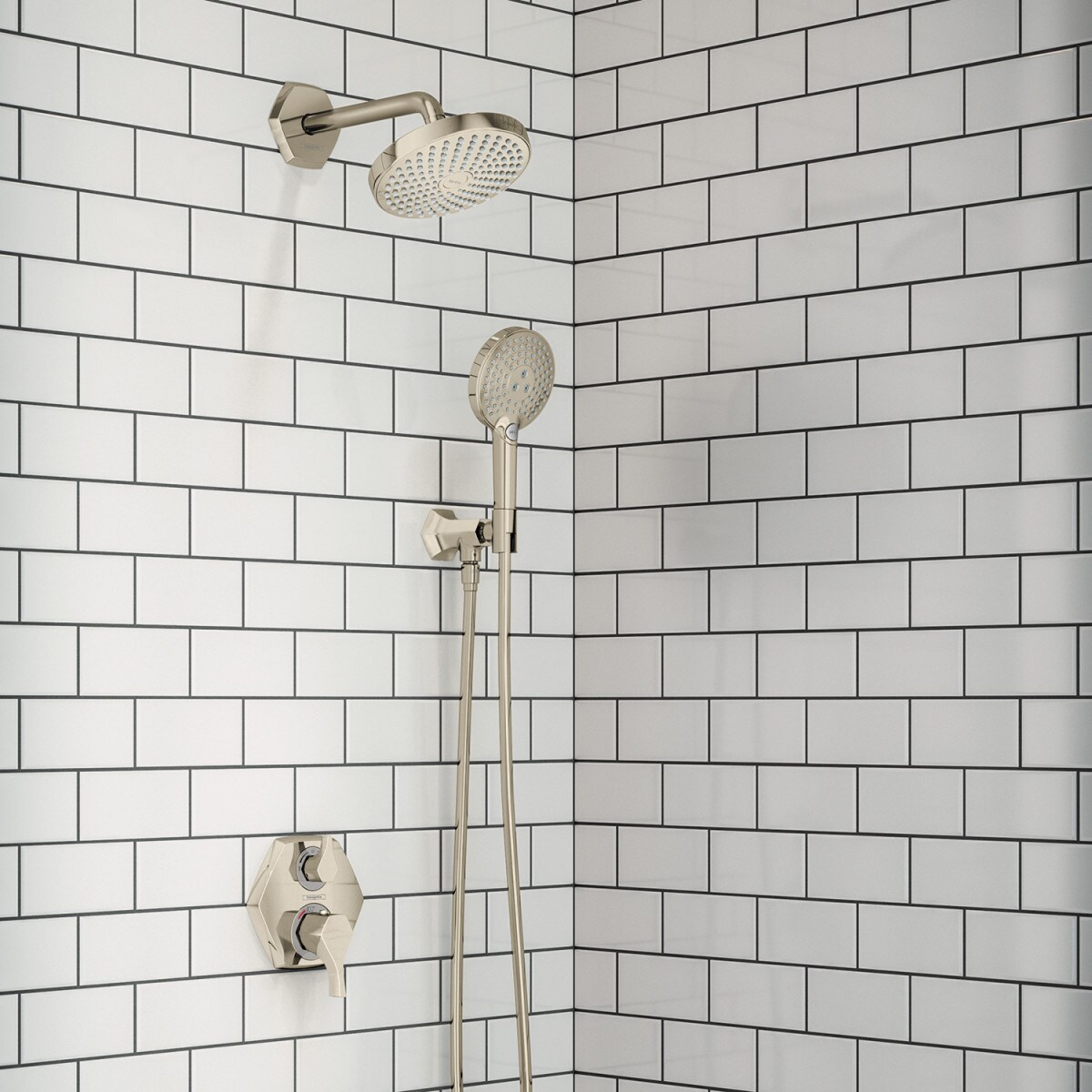 Polished Nickel Wall-Mounted Thermostatic Valve Trim