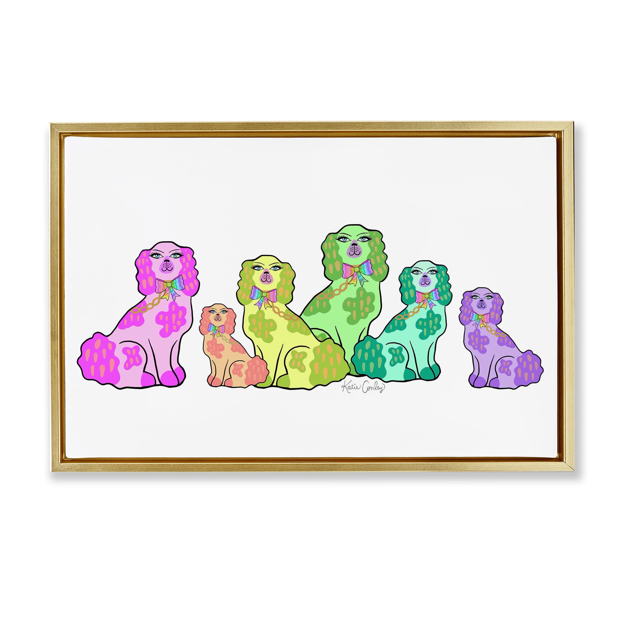 Stupell Industries BS-757-FFG-16X24 Colorful Posh Pooches Floating Frame design by Katie Conley