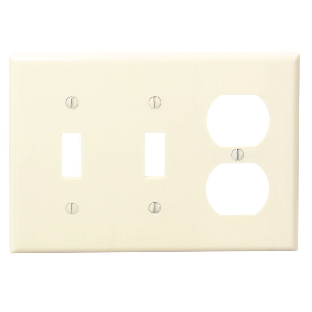 Leviton 001-86021 3-Gang Ivory 2-Toggles 1-Duplex Receptacle Wallplate #DIB-BG-514223QT-F81D