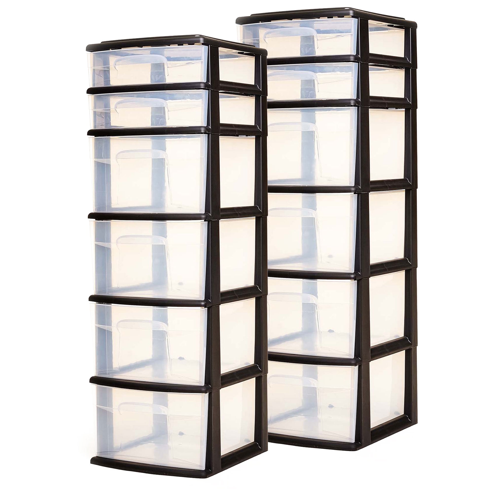 Homz Products Homz Plastic 6 Clear Drawer Home Storage Container Tower Black/Clear (2 Pack) #316247