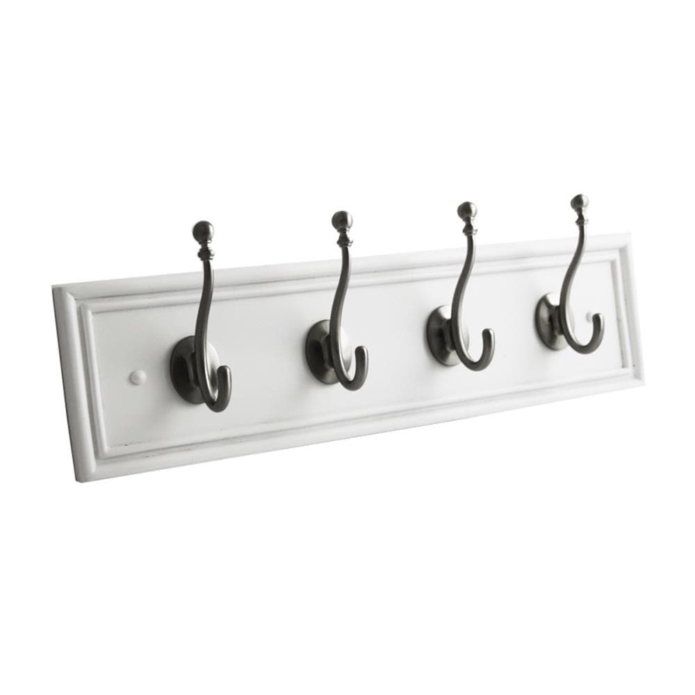 Mascot Hardware 5-Hook 26.97-in x 3.54-in H White/Satin Nickel Decorative  Wall Hook (35-lb Capacity) in the Decorative Wall Hooks department at