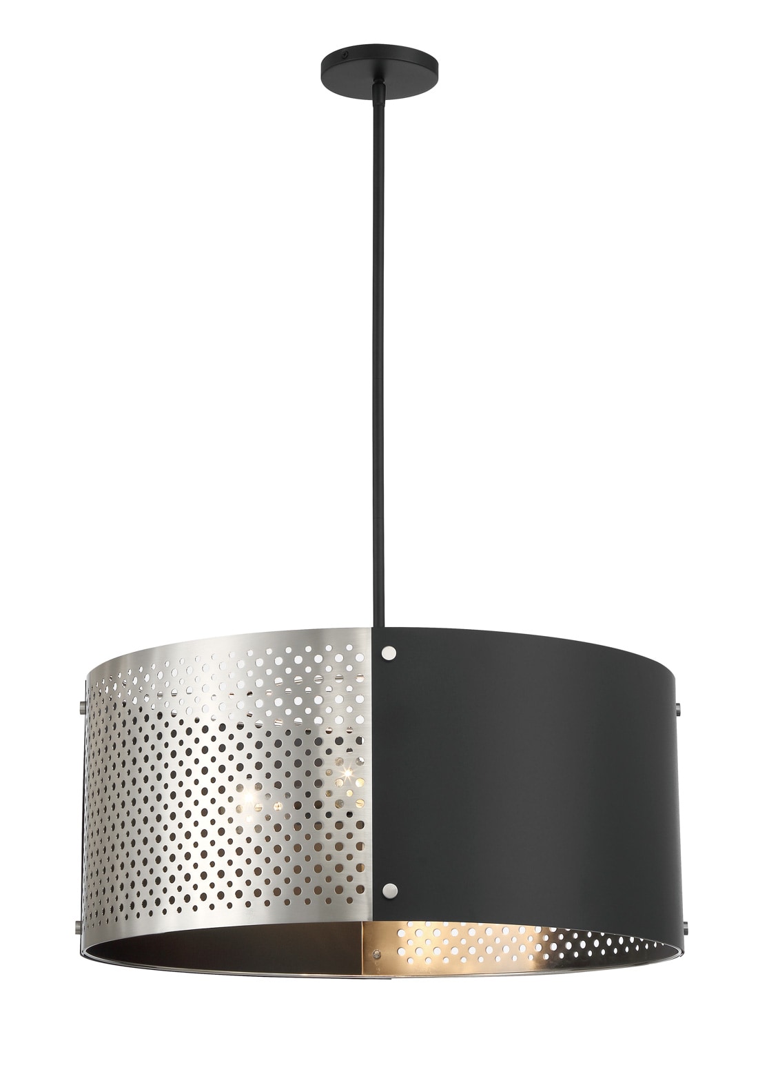 Noho 4-Light Brushed Nickel Drum Pendant with Sand Coal Accents