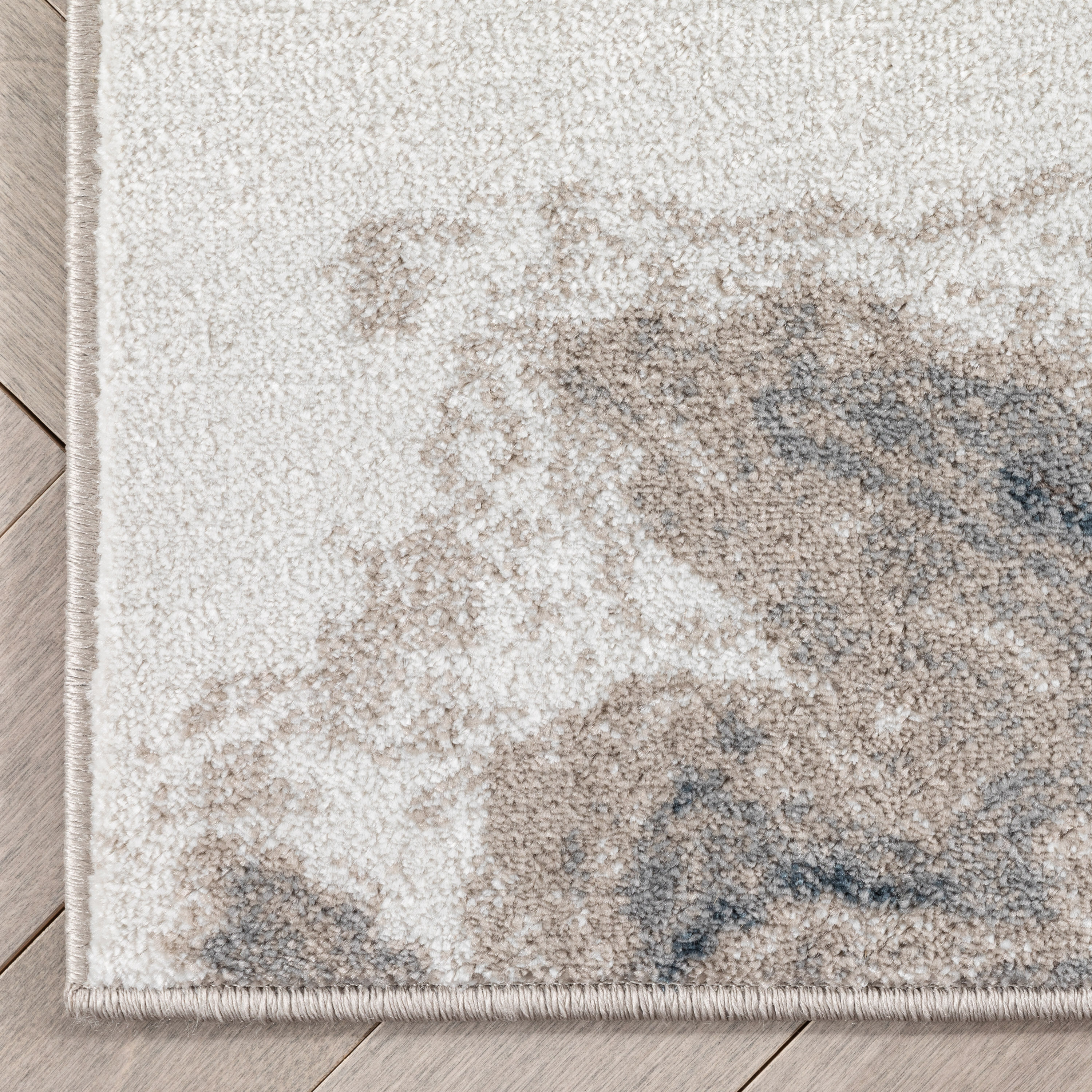 Gray Abstract Synthetic Reversible Area Rug, 3'11" x 5'3"