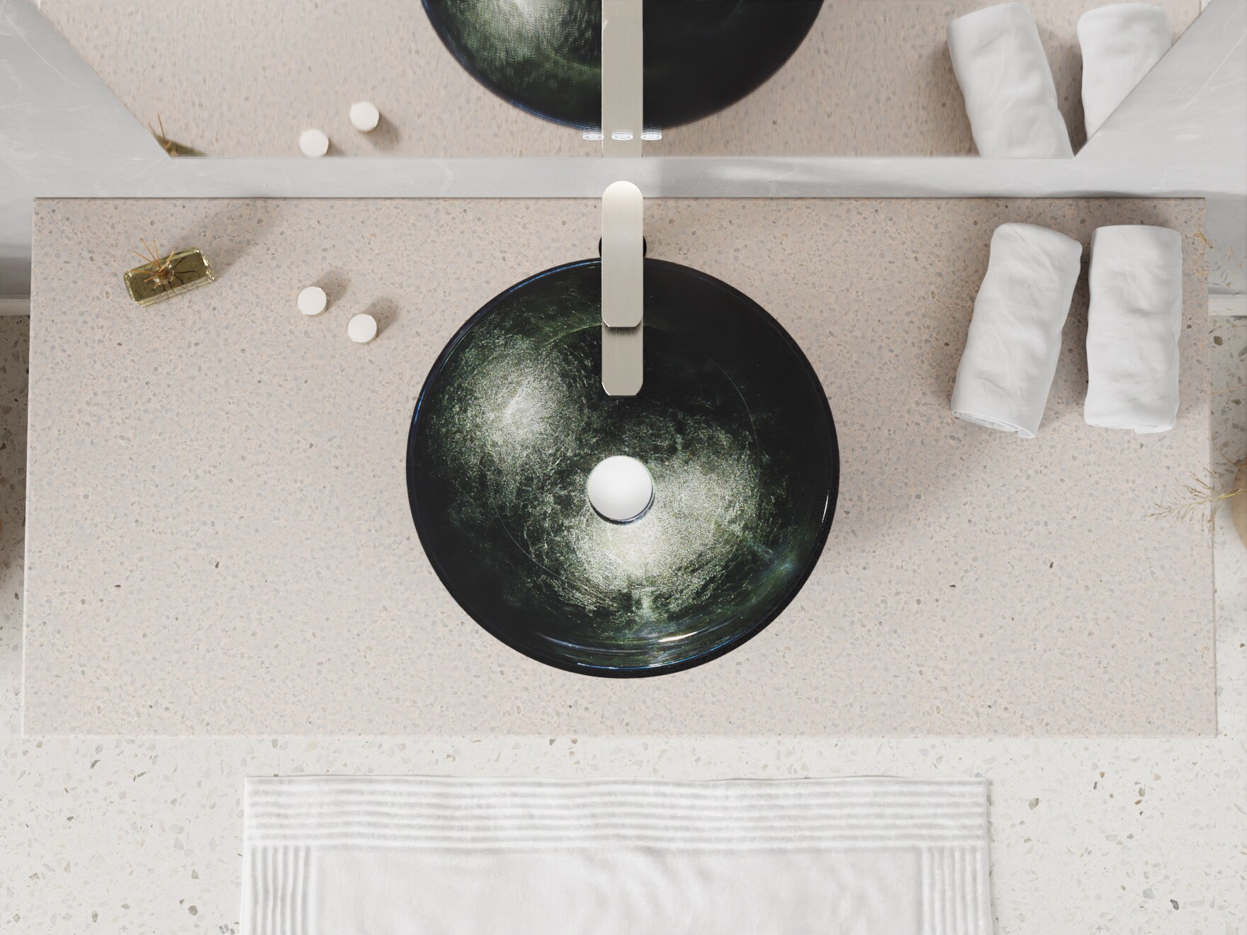 Stellar Black Glass Circular Above-Counter Bathroom Sink