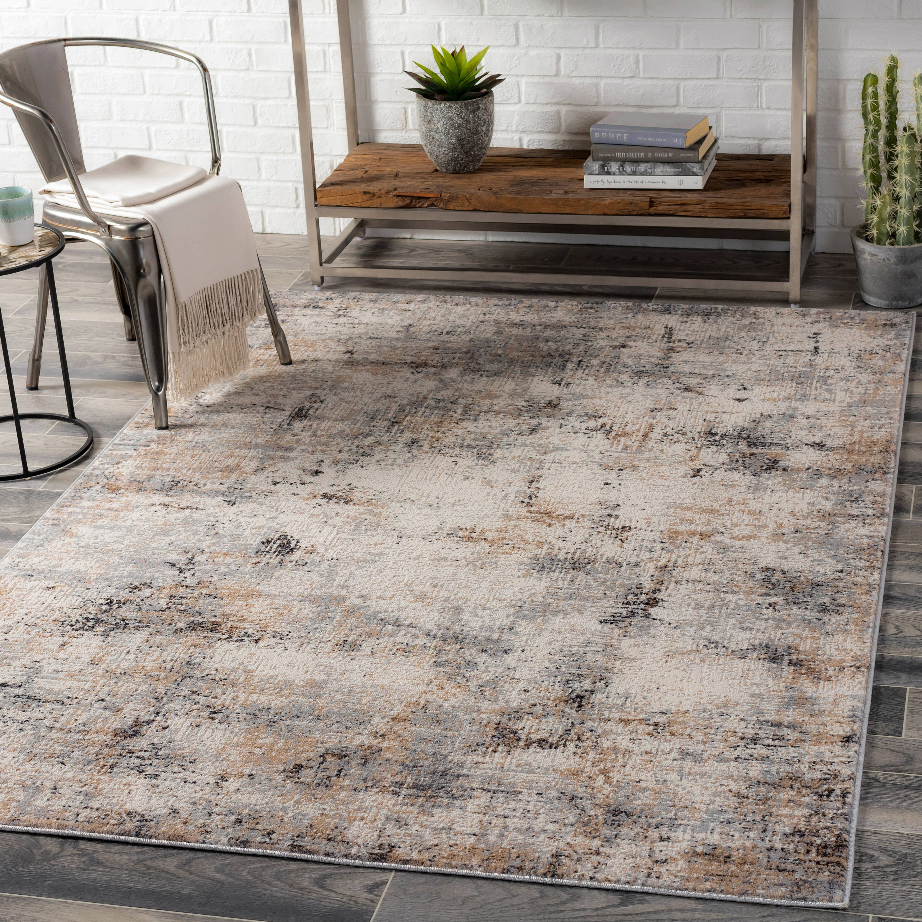 Livabliss MDD2301-71010 Mood 8 x 10 (ft) Polypropylene Khaki Rectangular Indoor Abstract Global Area rug
