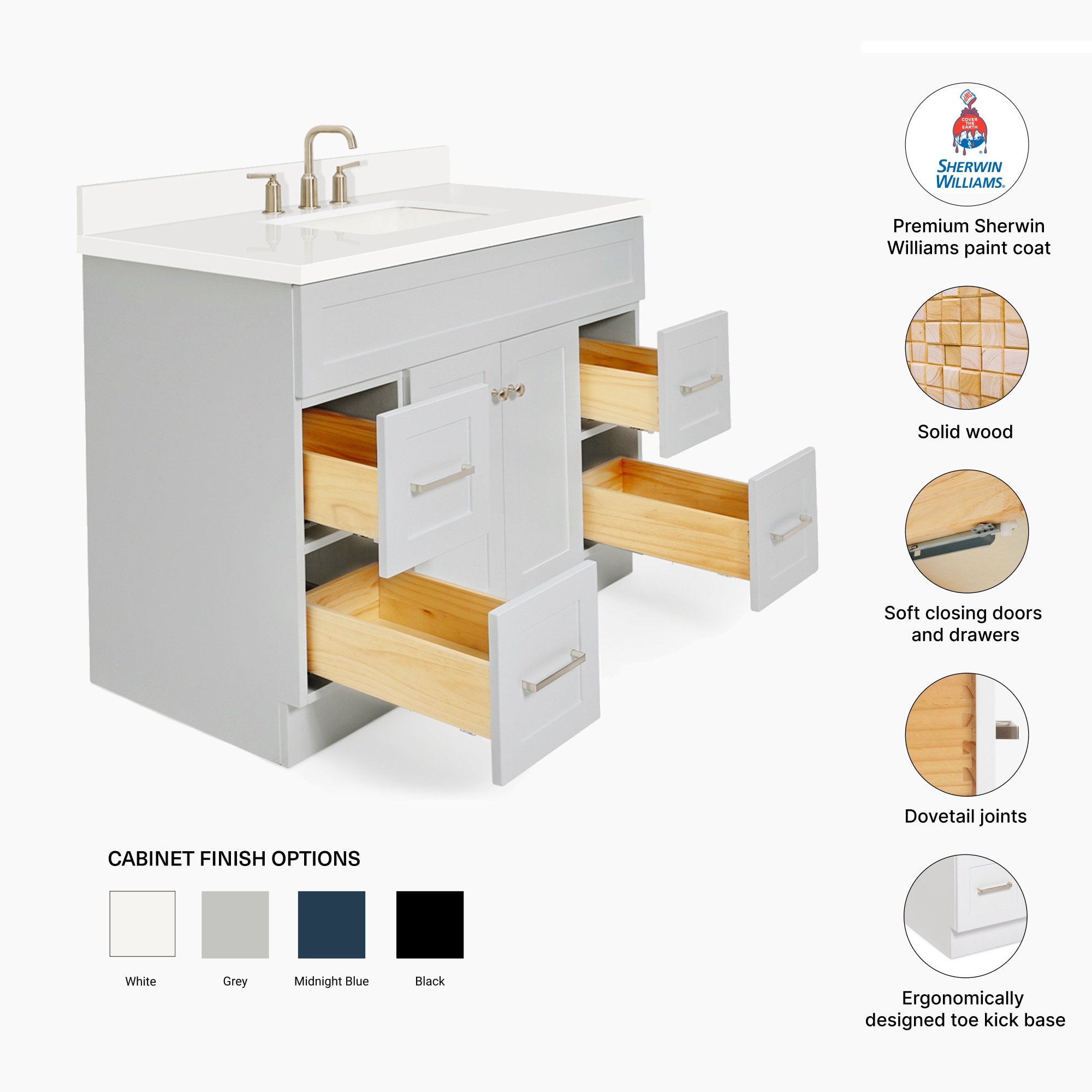 ARIEL F043S-WQ-VO-GRY Bath-Vanity-Combo - View #4