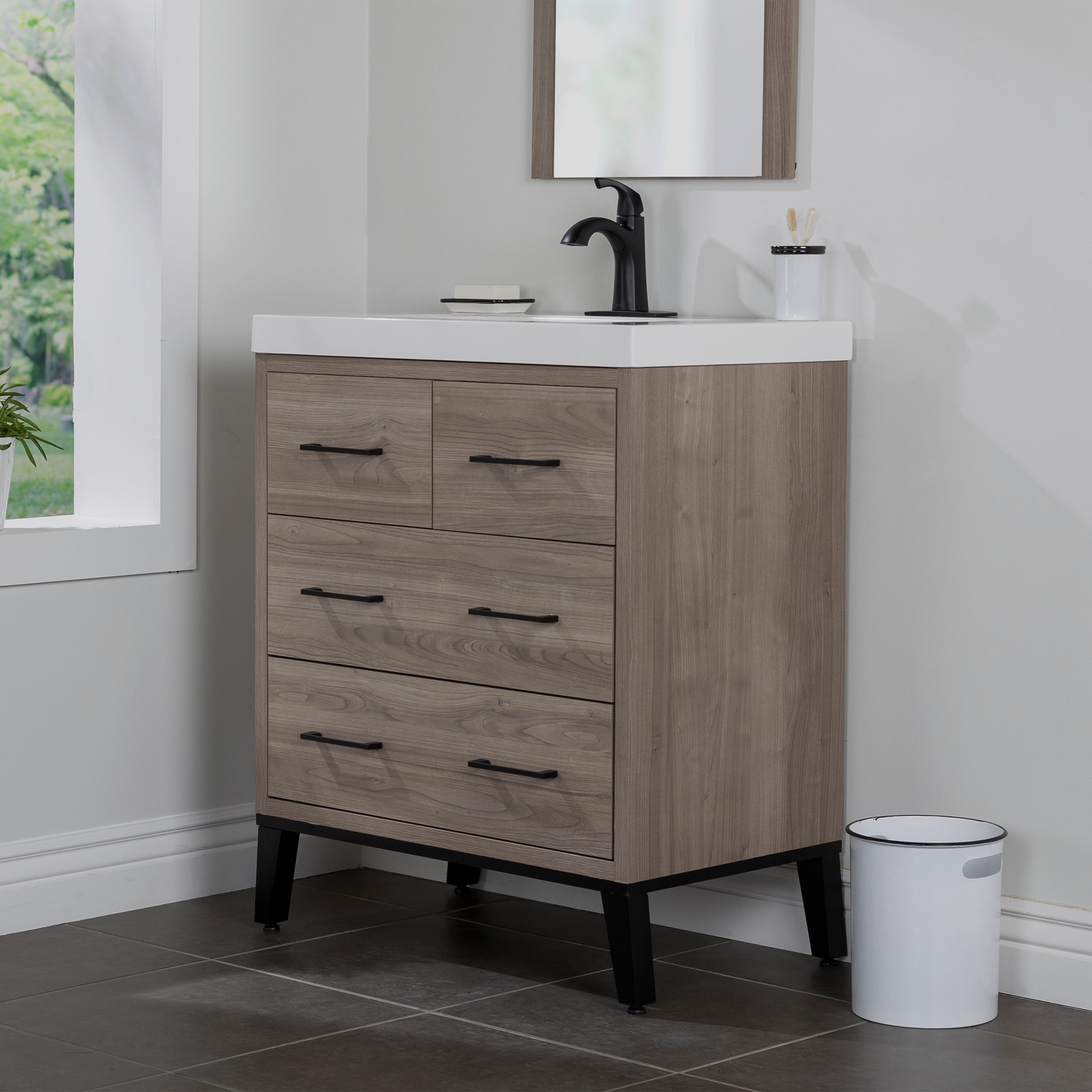 Diamond NOW Piper 31-in Forest Elm Brown Woodgrain Single Sink Bathroom ...