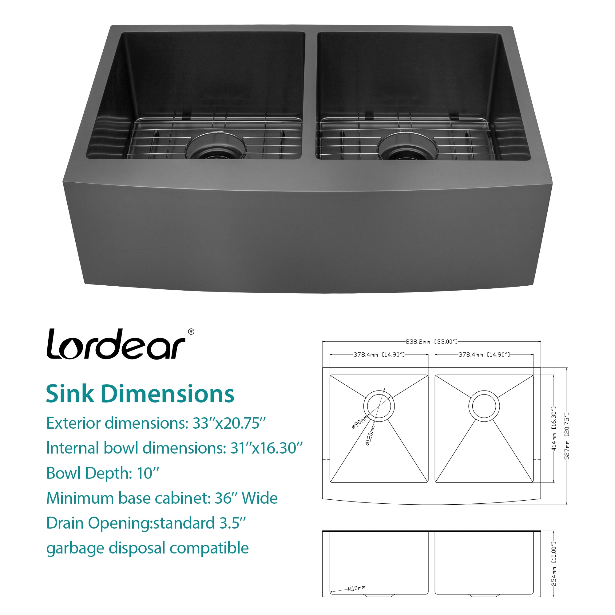 Lordear LD-LAB3321R2-55 Kitchen-Sinks - View #5