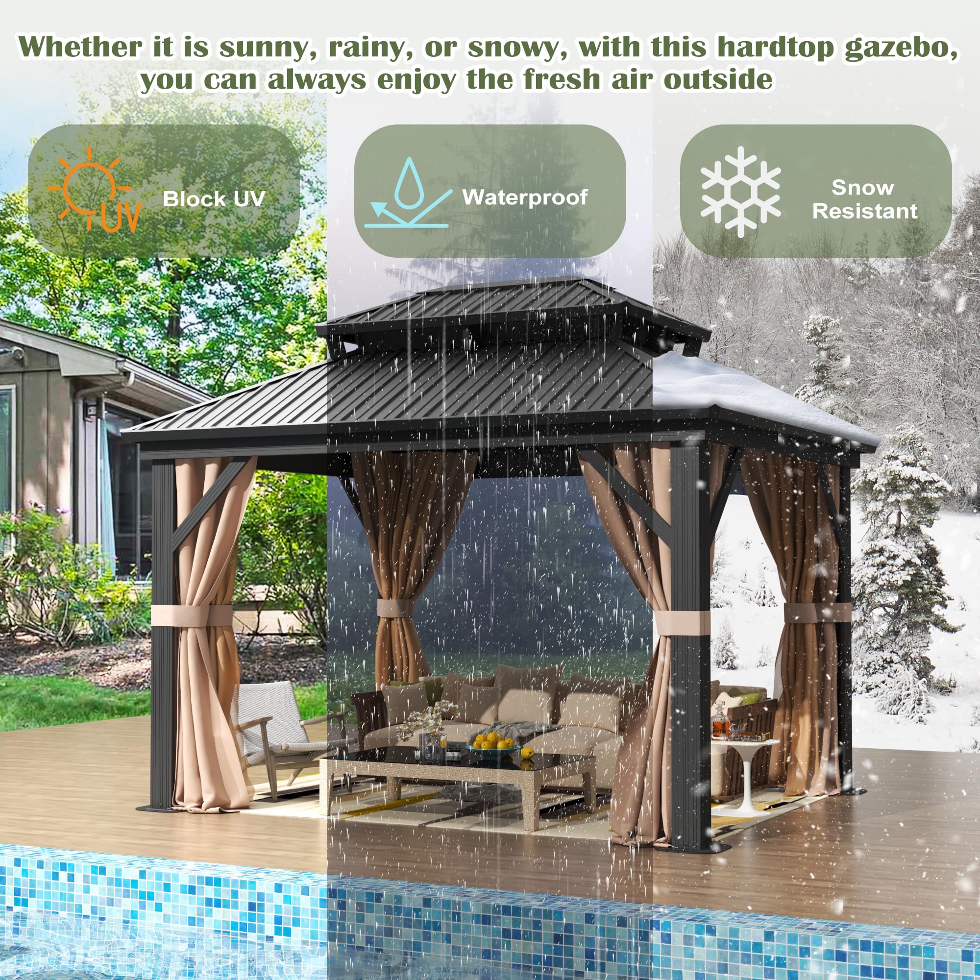 AURA OUTDOOR OAGB-1012 Wood-Resin-Gazebos - View #5