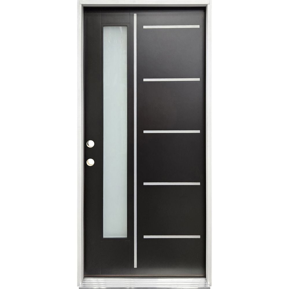 Greatview Doors - 36-in x 80-in x 4-9/16-in Fiberglass Right-hand inswing Fiberglass Painted Preh...