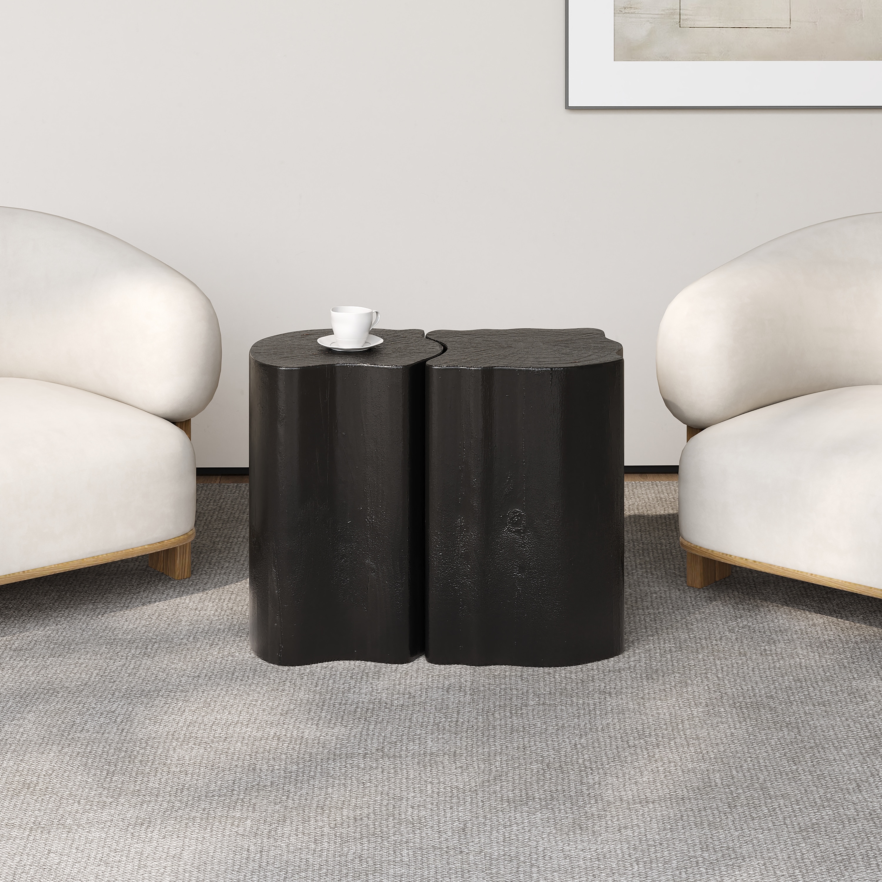 LUXEYARD 2 in 1 Irregular MGO End Table Split Design Small Space ...