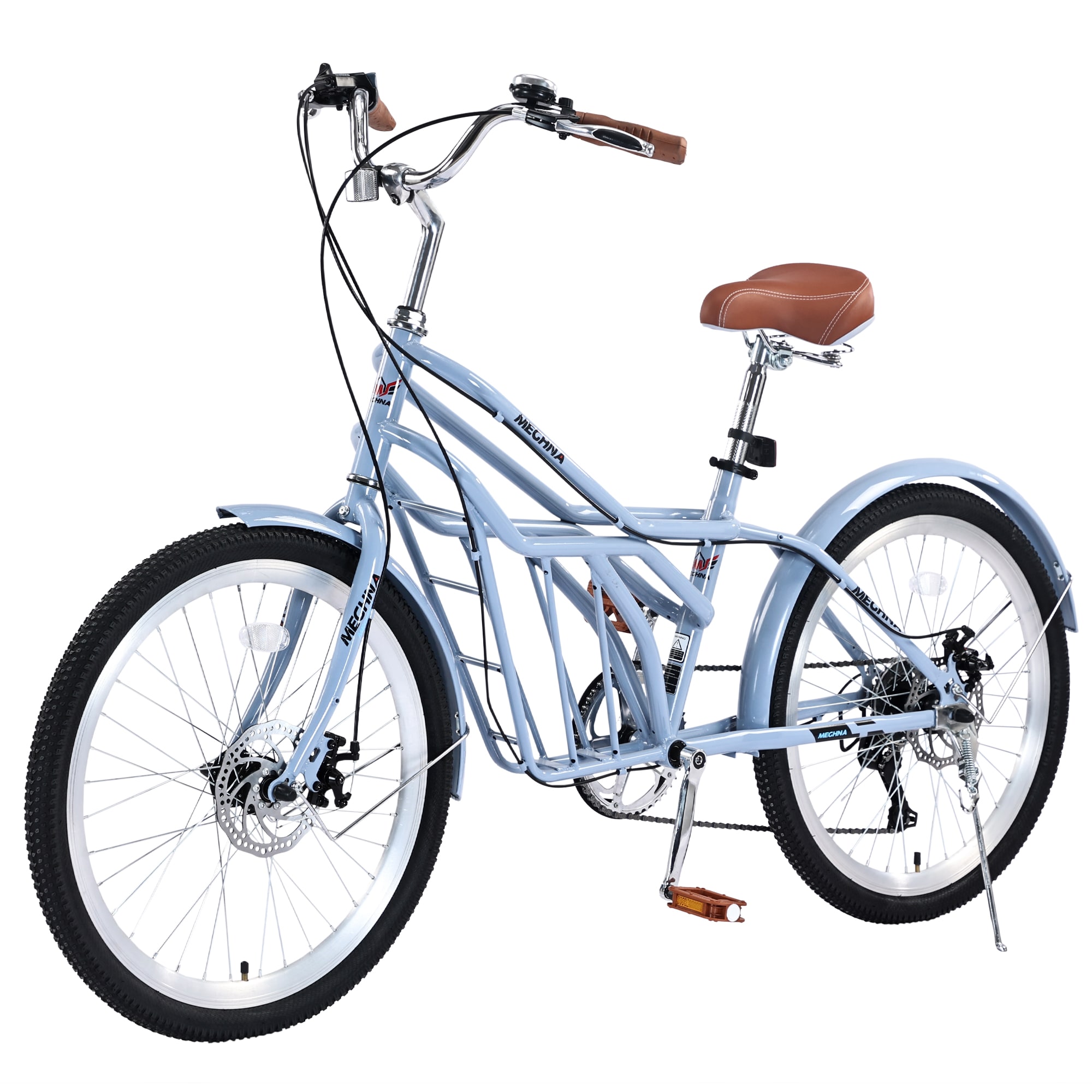 Anysun Adult and Teen Commuter Bicycle 24 Inch Wheels 6 Speed Gears Steel Frame Disc Brakes Brown Saddle for City and Leisure Riding