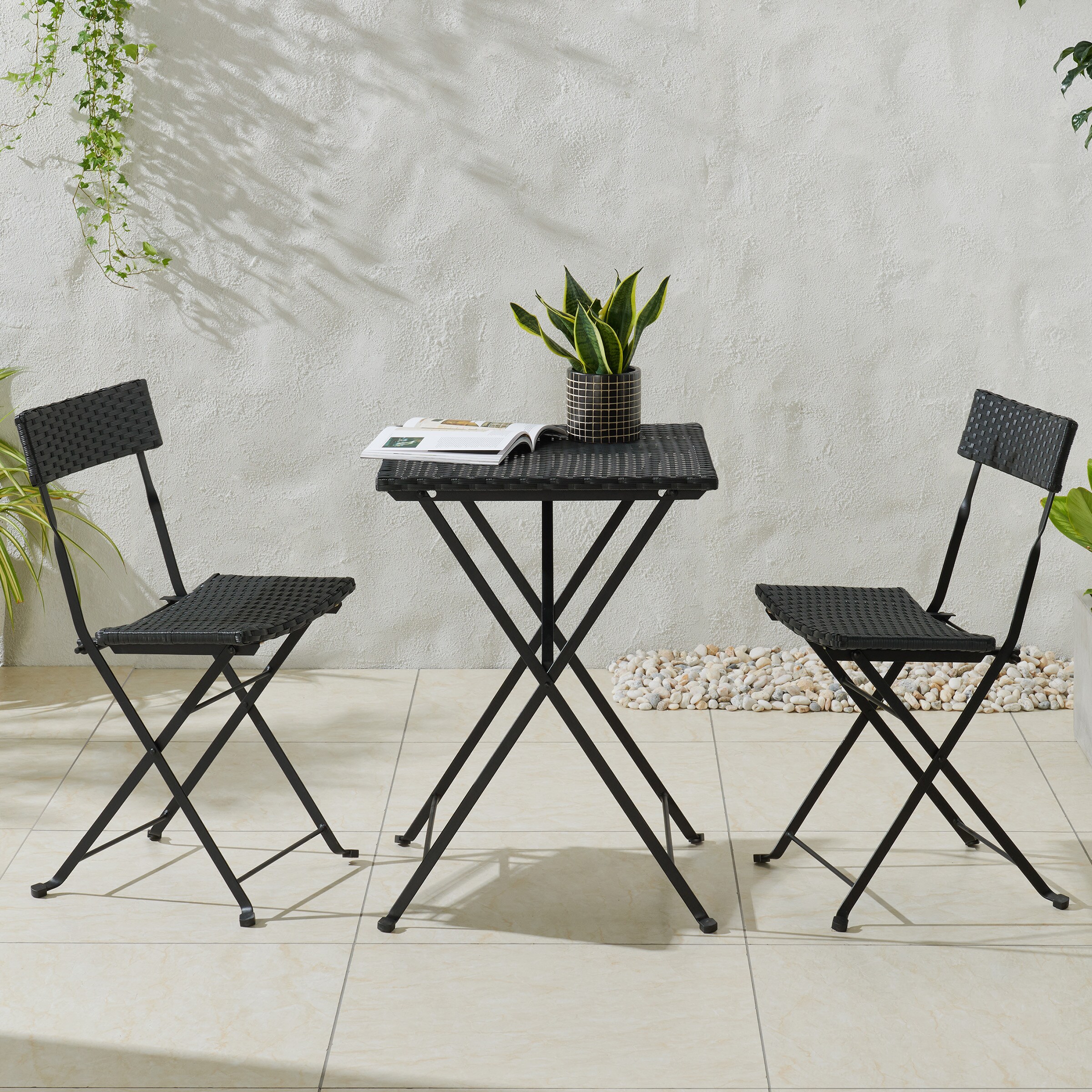 Lavish Home 80-OUTD-BISTRO-BLK Folding-Furniture-Sets - View #5