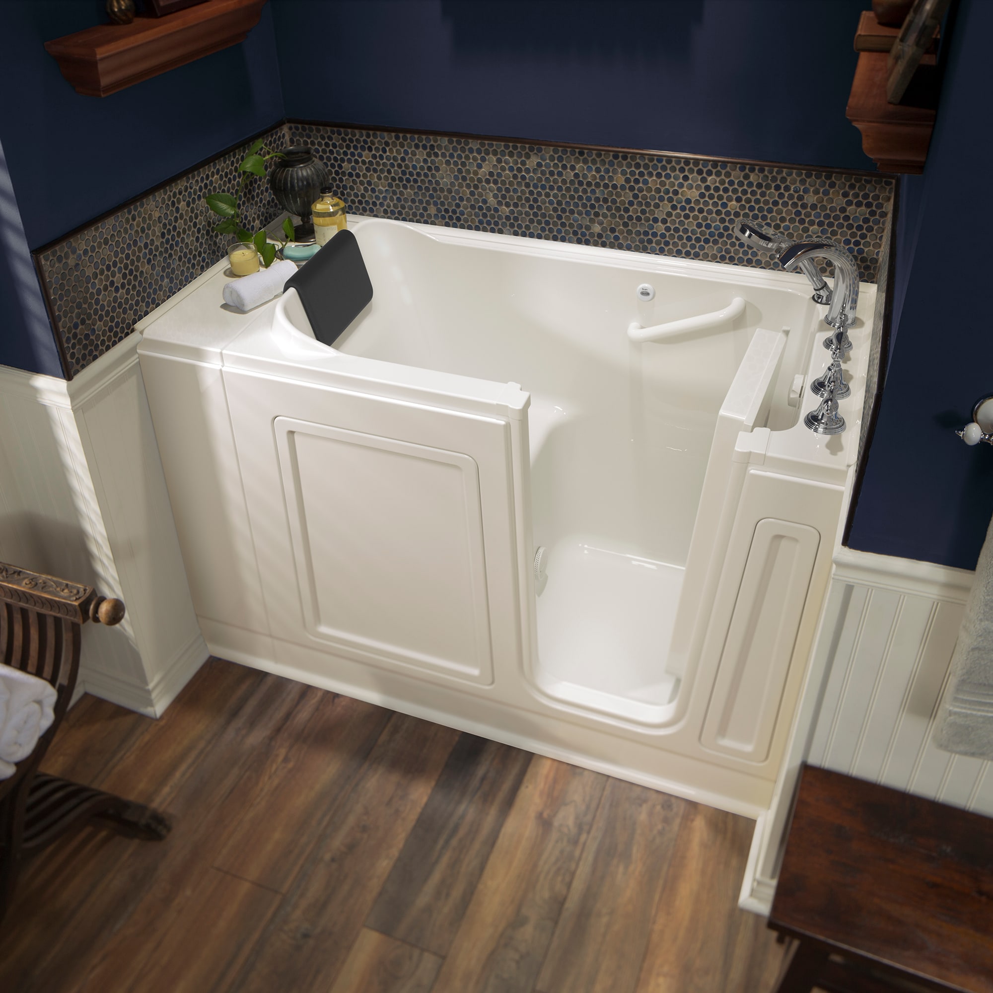 American Standard 2848.119.SRL 28.0-Inches x 48.0-Inches Linen Acrylic Rectangular Walk-in Soaking bathtub with Faucet Hand Shower Drain ( Right Drain )