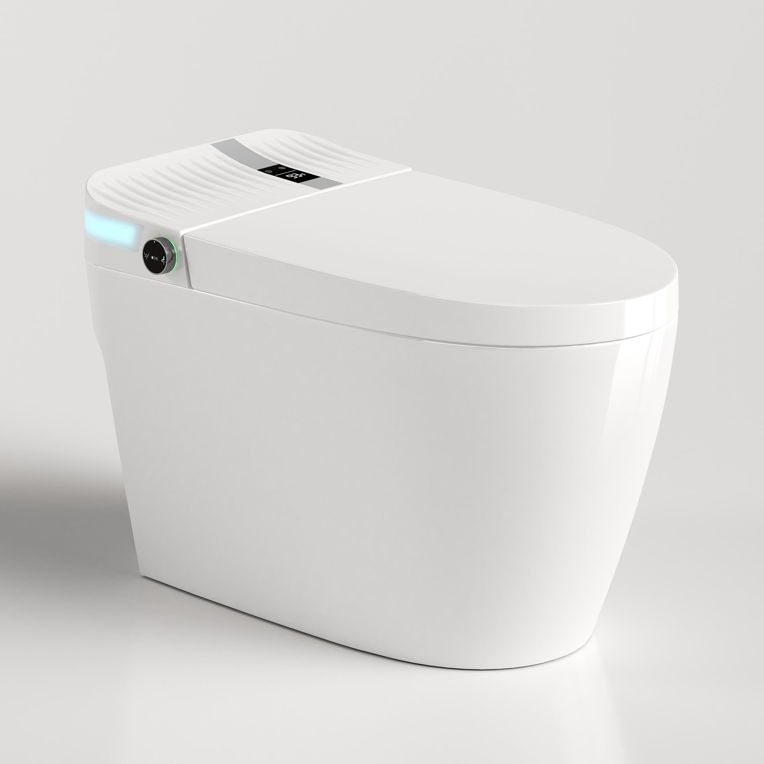 Eridanus Brooklyn II Crisp White/Black Display (Auto Flush + Heated Seat) Elongated Standard height 12-in Rough-In 1.28 GPF Smart Compatible Soft Close 1-piece Bidet Function Toilet