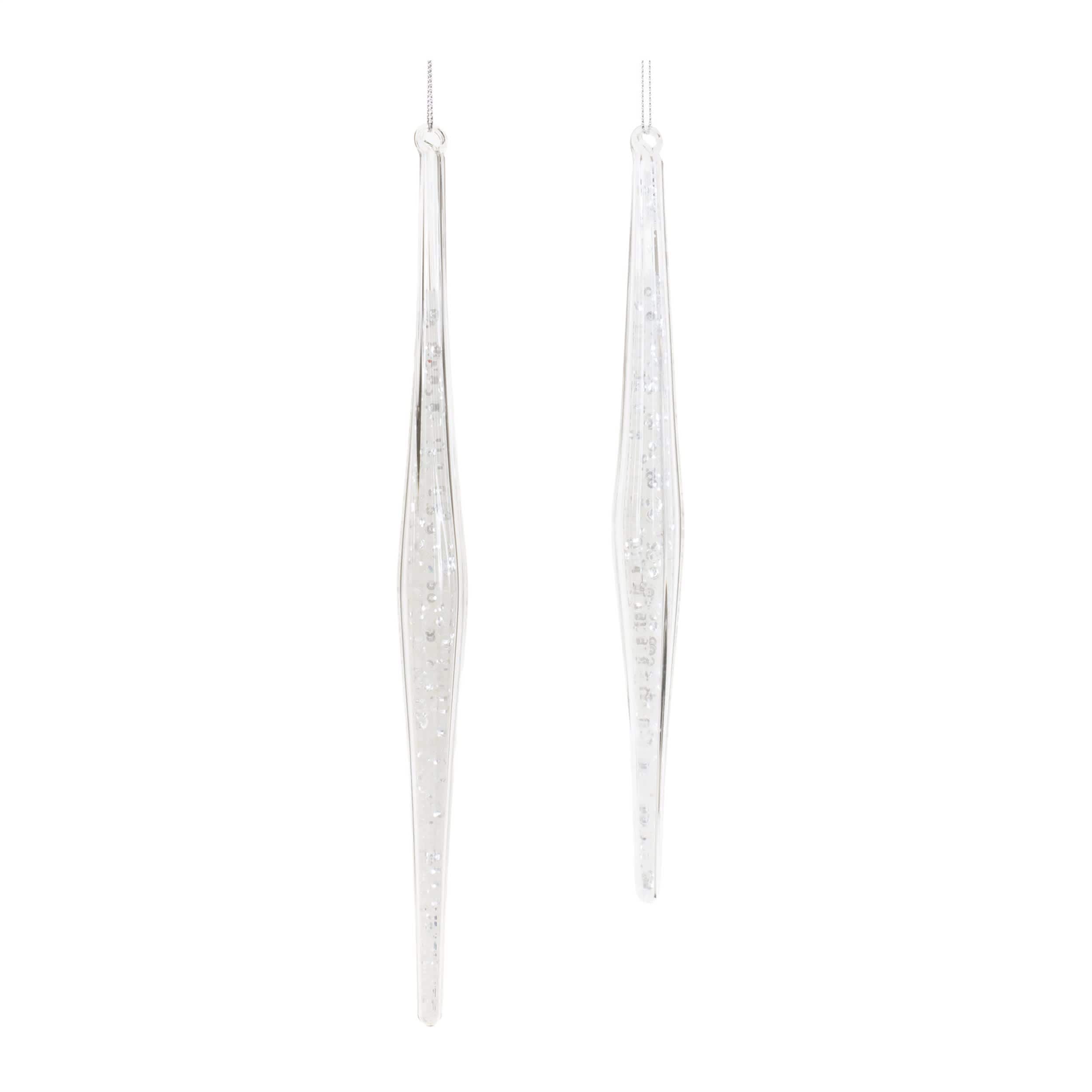 Melrose International 94846DS Clear Glass Icicle Drop Ornament (Set of 6)