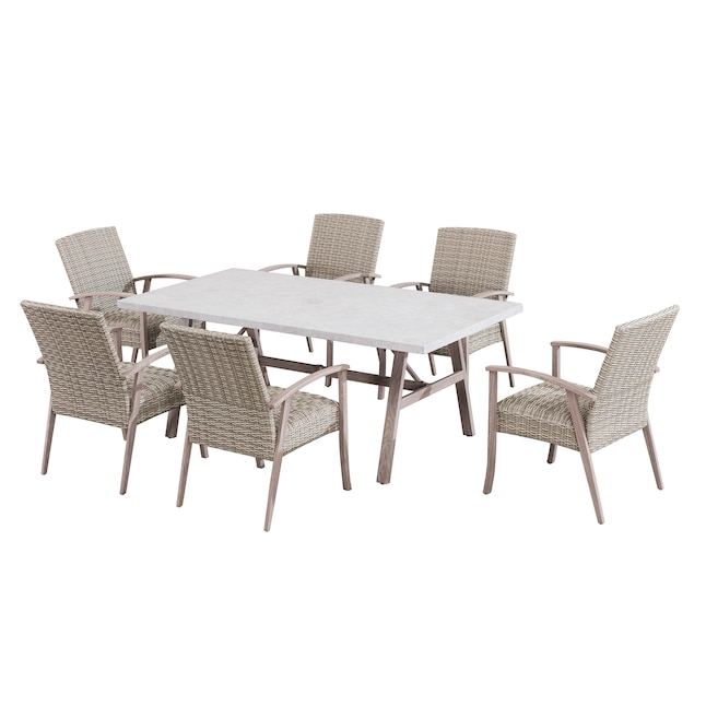 Sunjoy 7 Piece Brown Wicker Patio Dining Set With Cushions In The Sets Department At Com - Sunjoy Patio Furniture Cushions