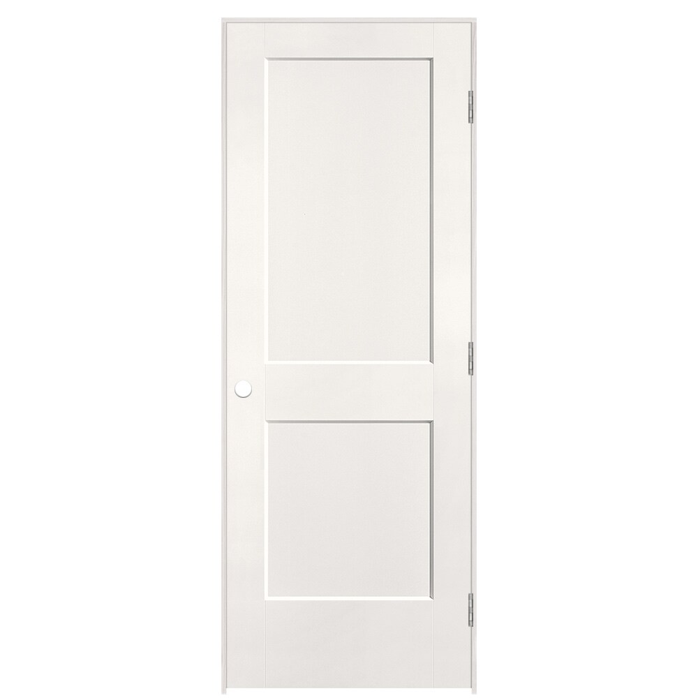 Masonite 895948 30-in x 80-in White Solid core 2-panel square Left hand Smooth Prefinished Molded composite Flat Jamb Single Prehung Interior Door