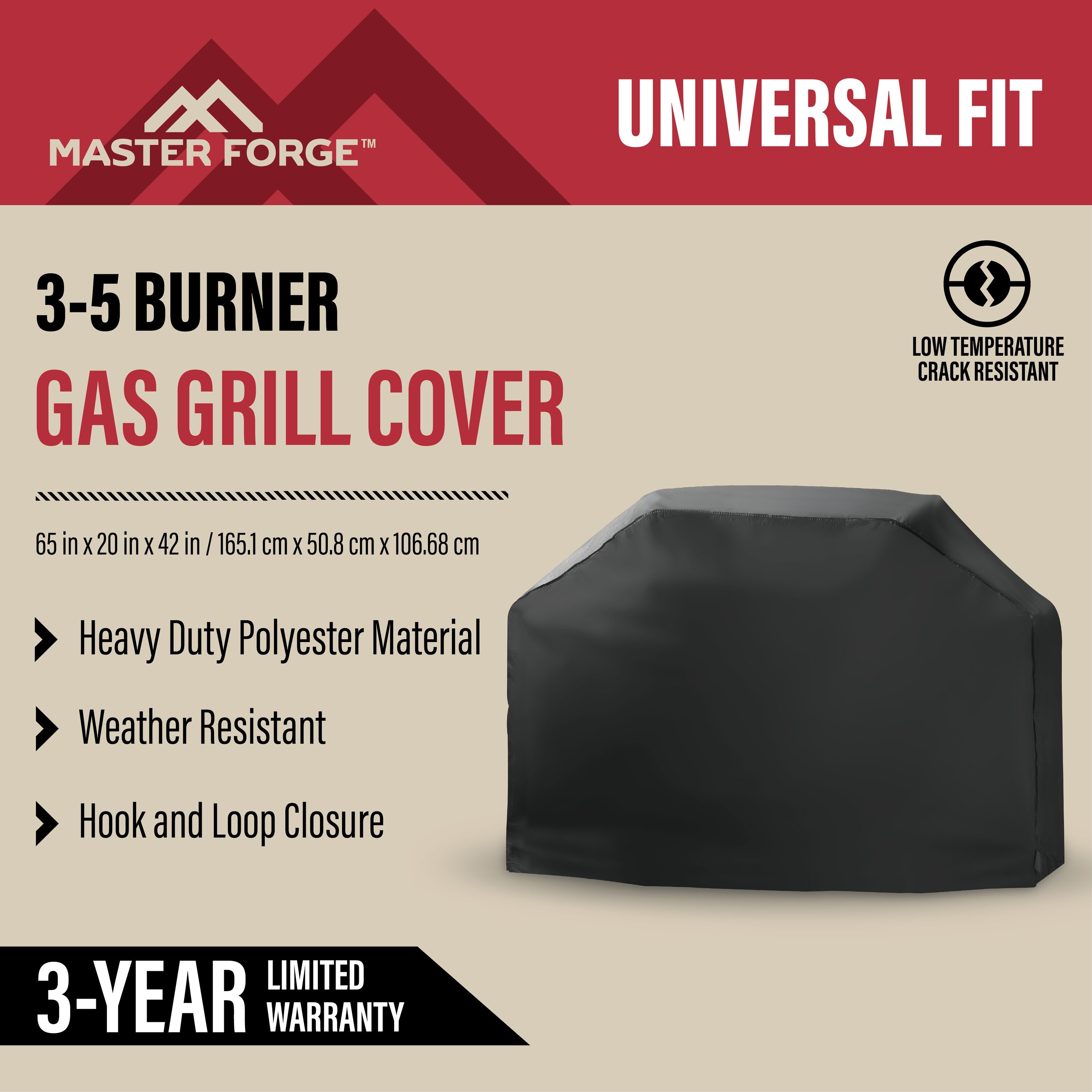 Master Forge Universal Fit 65-in W x 42-in H Black Fits Most Cover in ...