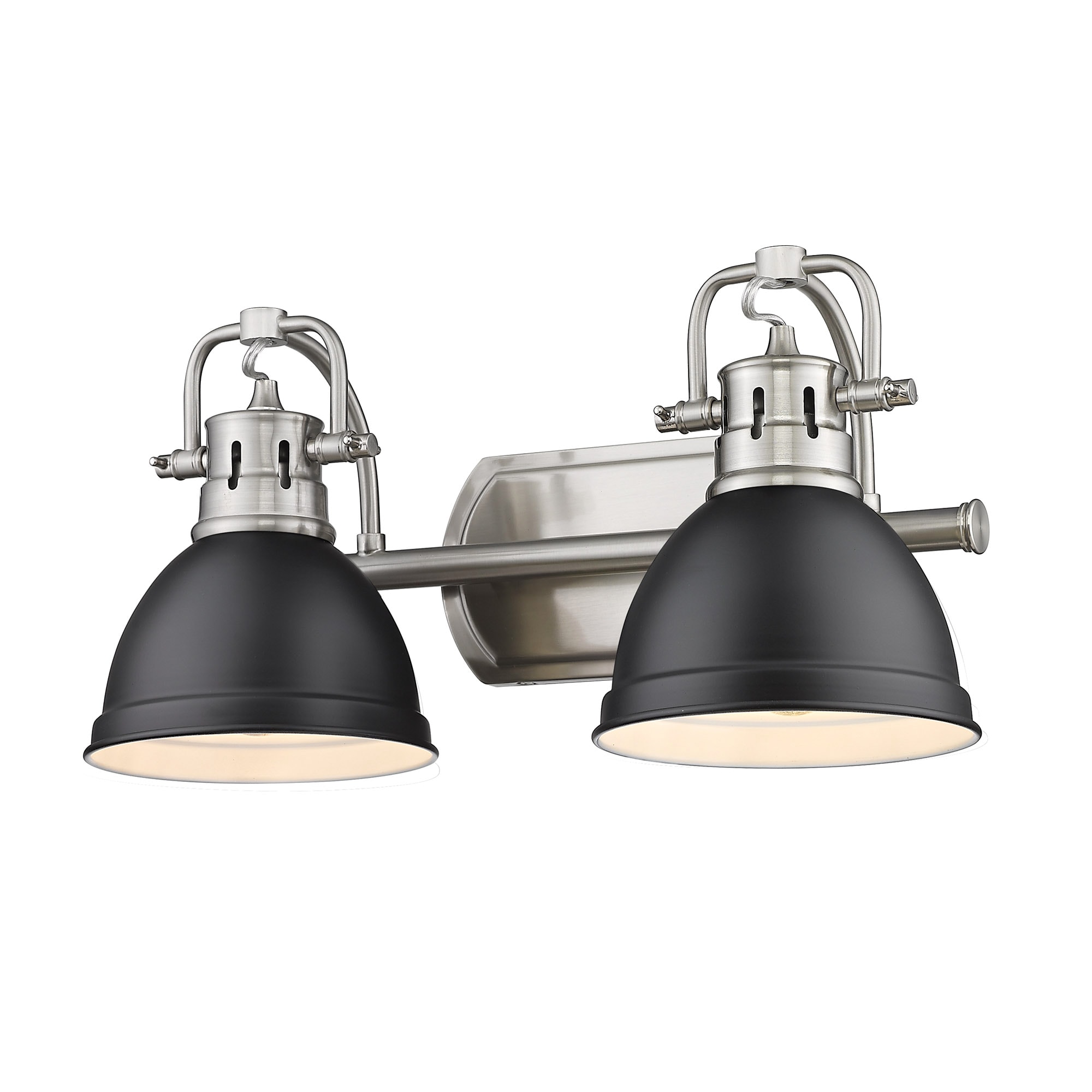 Golden Lighting 3602-BA2 PW-BLK Duncan 16.5-in 2 -Light Polished Black Industrial Vanity light