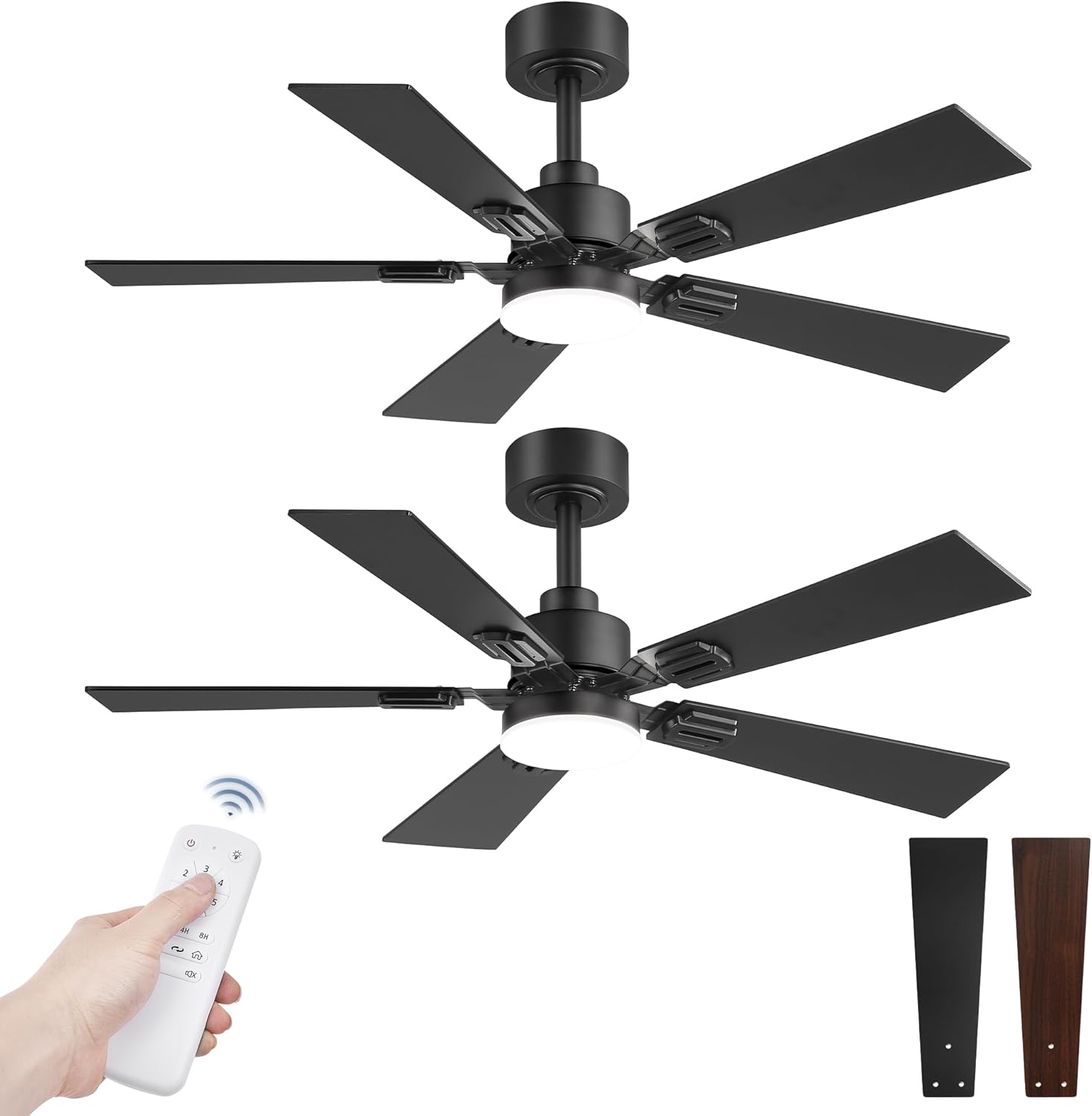 Fanbulous Fanbulous 2 Pack of 42 Ceiling Fans with Lights and Remote Modern Low Profile Ceiling Fans with Dimmable 3CCT Quiet DC Motor Reversible Celing Fan with 6-Speeds Timer for Bedroom(Black)