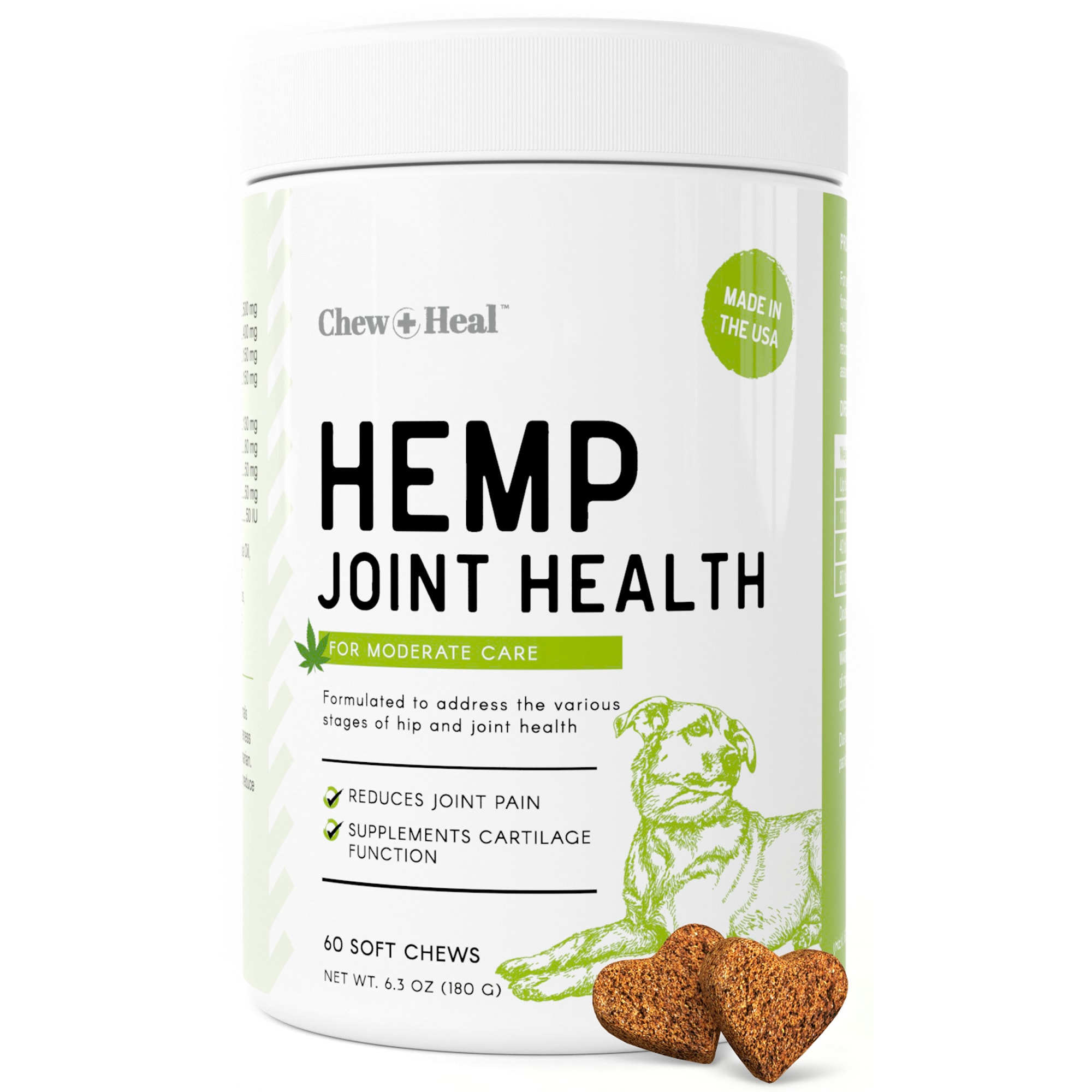 Chew + Heal CH-HEMP-JOINT-60 Hip and Joint Support for Dog/Cat