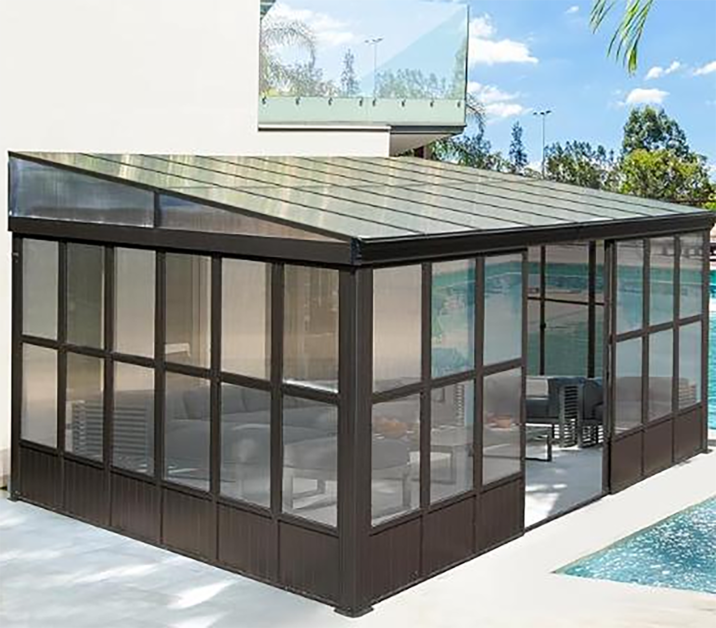 VEIKOUS PG0201-SU-4 20-ft x 14-ft Gazebo Gray Gazebo with Hardtop Roof (Screen Included)