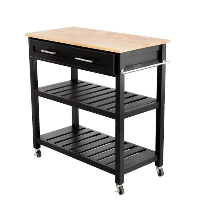 Belray Home Furnishings & Decor Black Wood Base with Wood Top Rolling ...