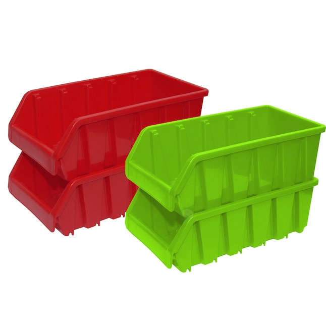 Basicwise 4.5-in W x 3-in H x 8-in D Multicolor Plastic Stackable Bin in  the Storage Bins & Baskets department at