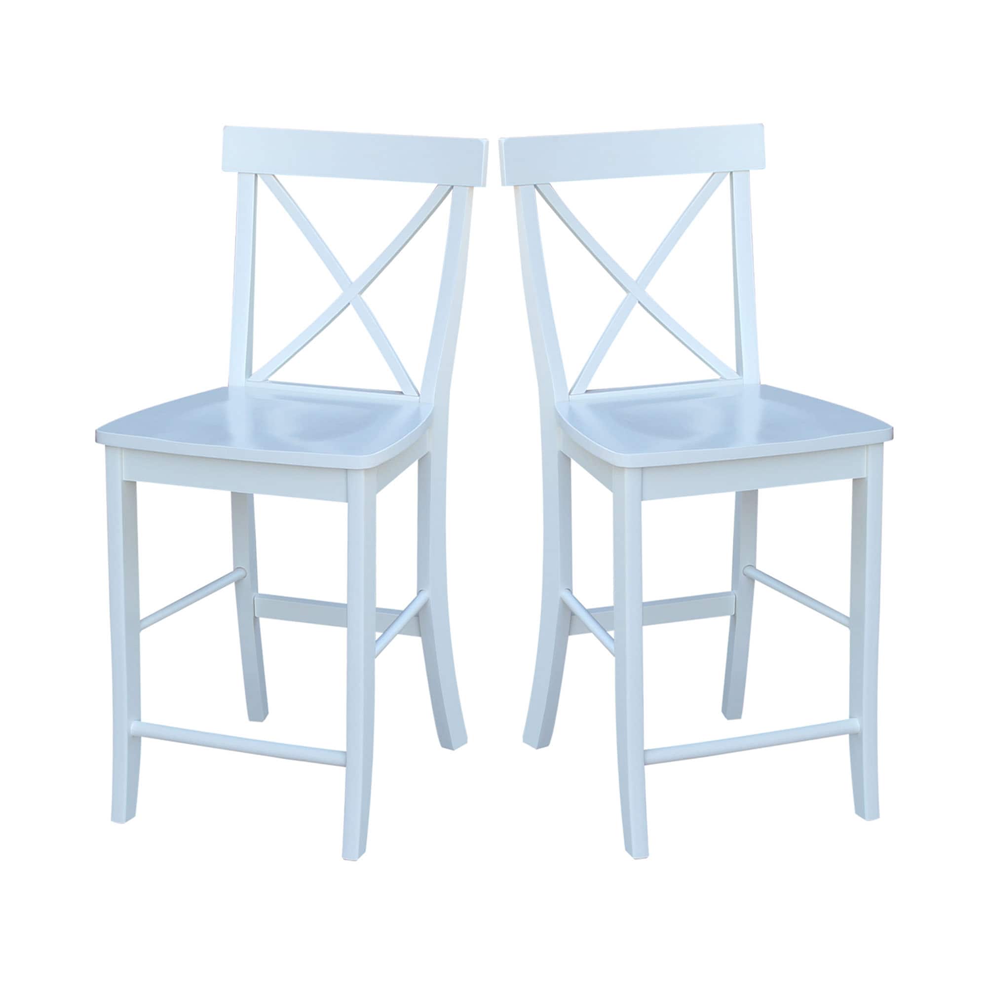 Coastal White Solid Wood 24" Counter Stool