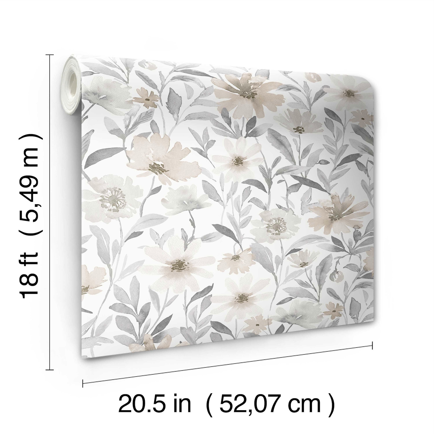 Neutral Floral Peel and Stick Wallpaper Roll