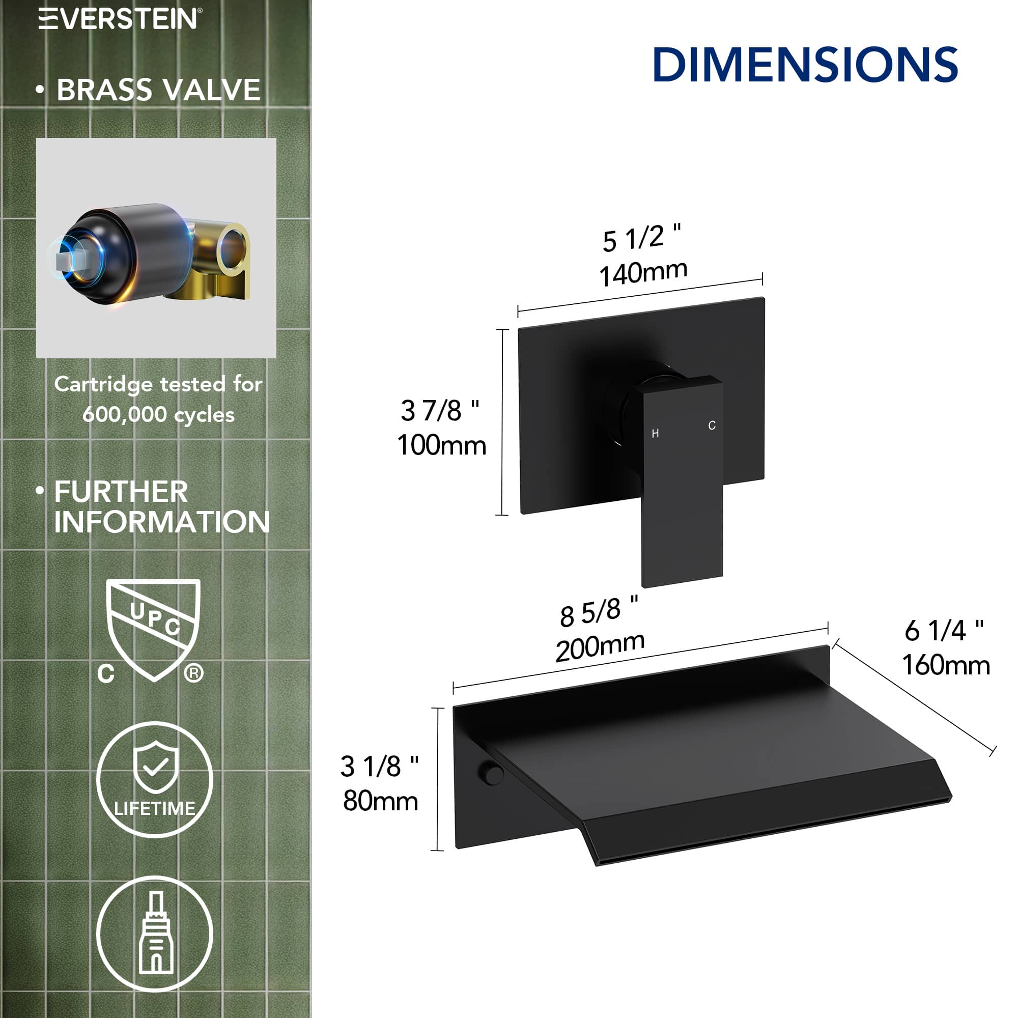 EVERSTEIN SFS-1110-BK Roman-Tub-Faucets - View #7