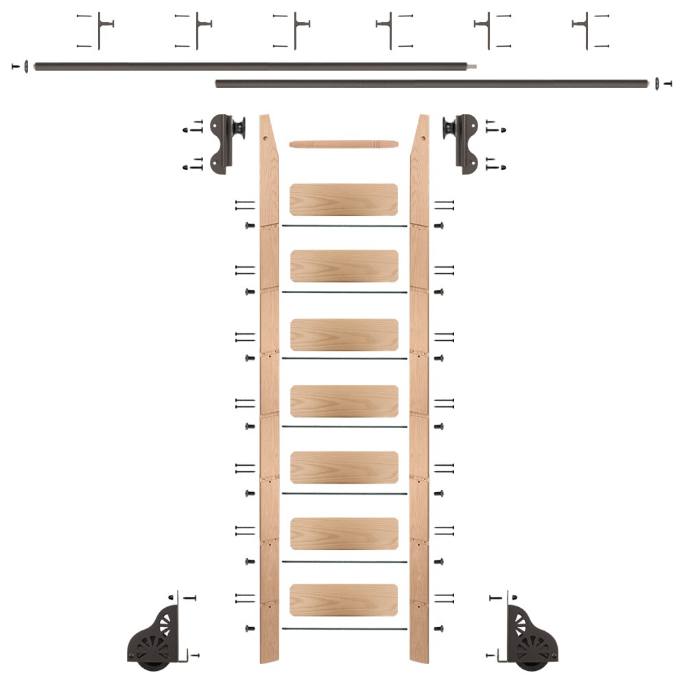 Quiet Glide QG5108RO12V07 8-ft Unfinished Red Oak Library Ladder