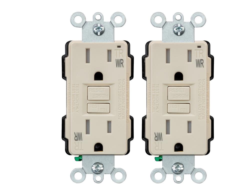 Utilitech G1915TW-LA2 15 -Amp 125-volt Tamper Resistant Weather Resistant GFCI Residential Decorator Outlet , Light almond 2 -Pack
