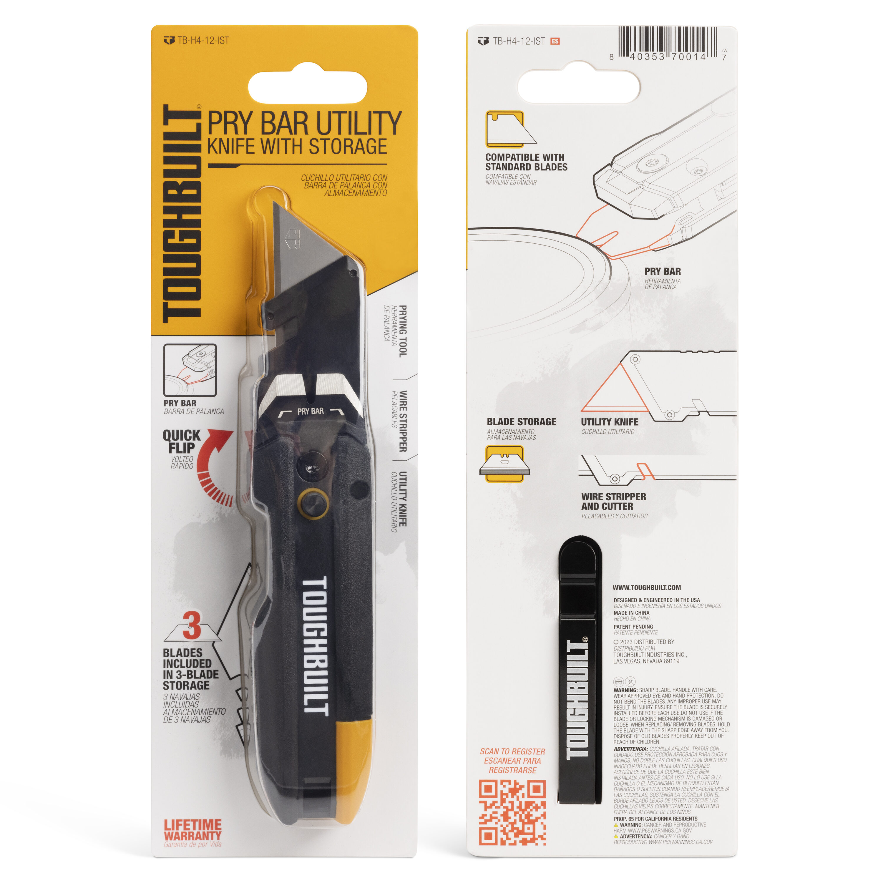 TOUGHBUILT Reload Utility Knife with 2 Mags 3/4-in 10-Blade Retractable  Utility Knife with On Tool Blade Storage in the Utility Knives department  at