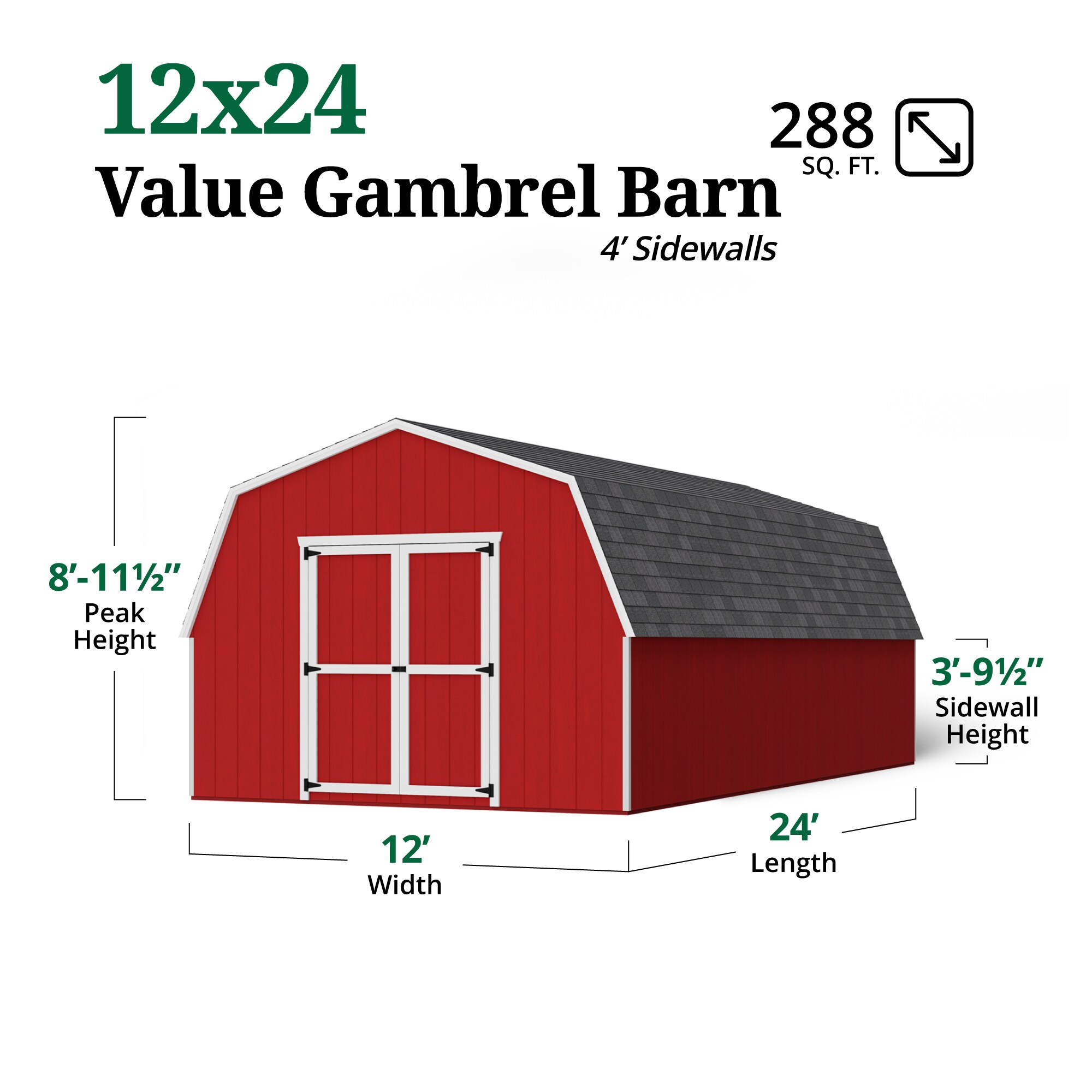Little Cottage Co 12X24 VGB-4-PC-FK Wood-Storage-Buildings - View #3