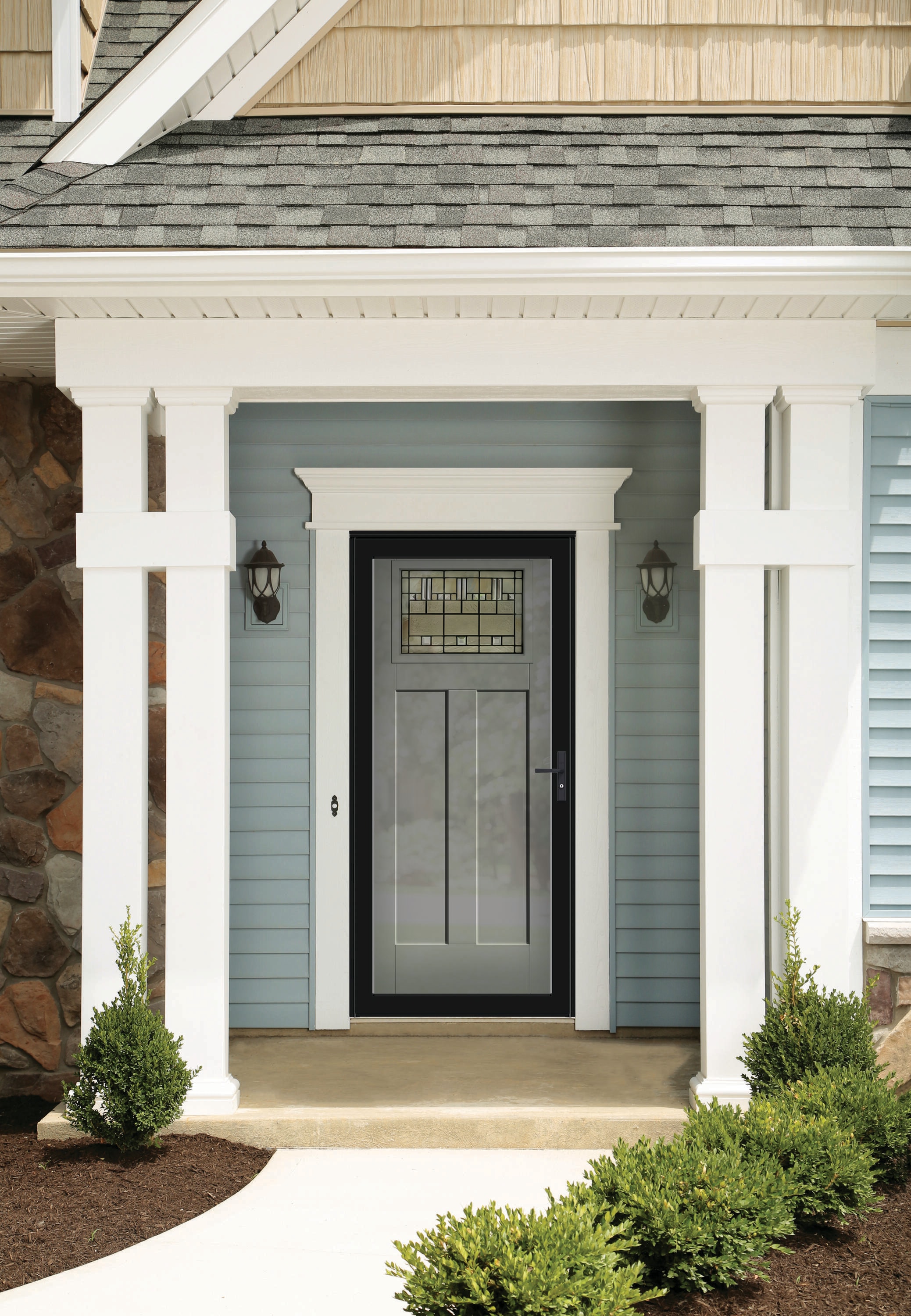 LARSON Platinum Secure Glass 36-in x 81-in Obsidian (Black) Aluminum Storm Door Full-view (Handle Not Included)