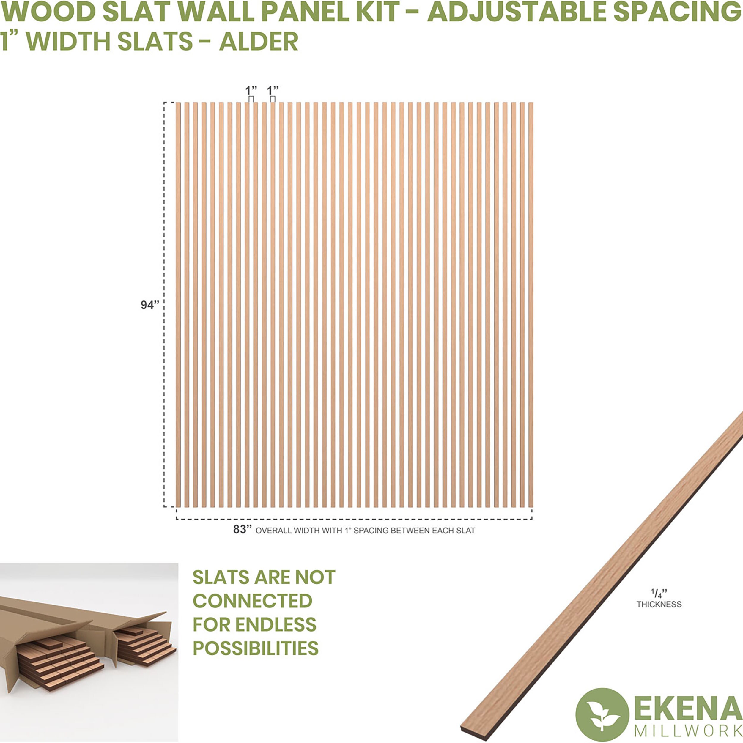 47-in H x-3/8-in T Adjustable Wood Slat Wall Panel Kit w/4-in W Slats,  Cherry (contains 11 Slats)