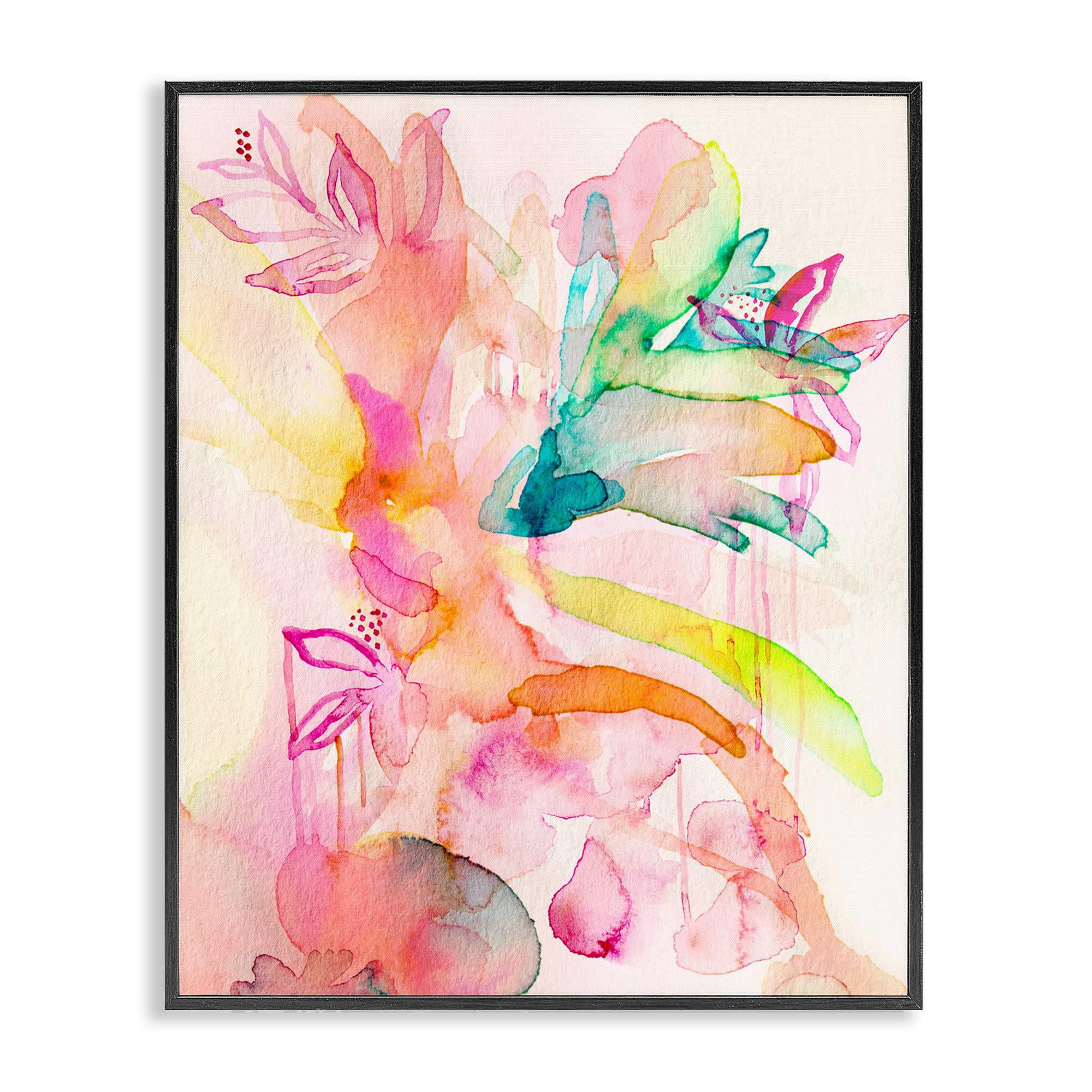 Stupell Industries BU-152-FR-11X14 Watercolor Island Florals Black Framed Giclee Art By Gemma Bardot 11 x 14