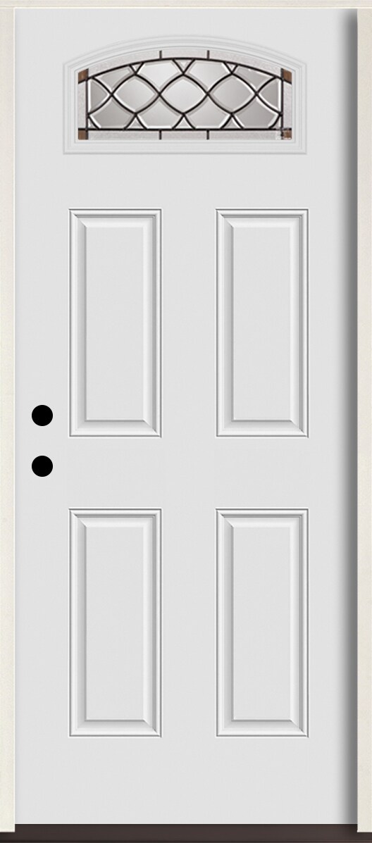 RELIABILT LO964091 Sheldon 36-in x 80-in x 4-5/8-in Fiberglass 1/4 lite Right-hand inswing Arctic White Paint Painted Prehung Front Door Insulating core