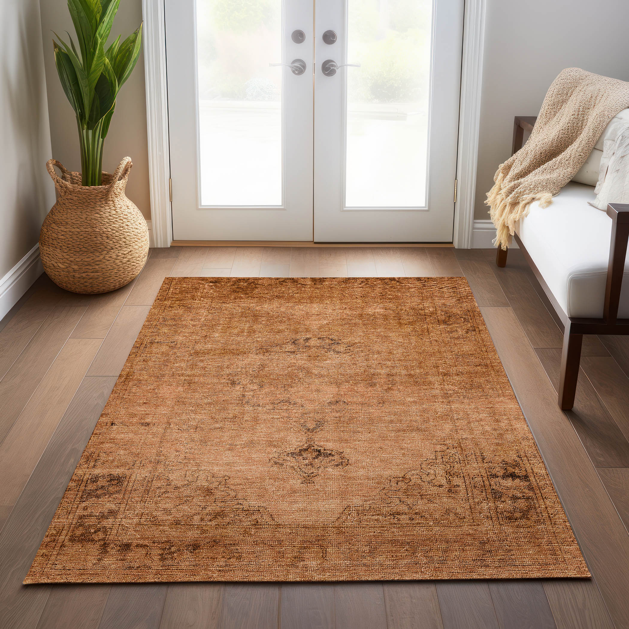 Copper Flat Woven Reversible Indoor/Outdoor Area Rug