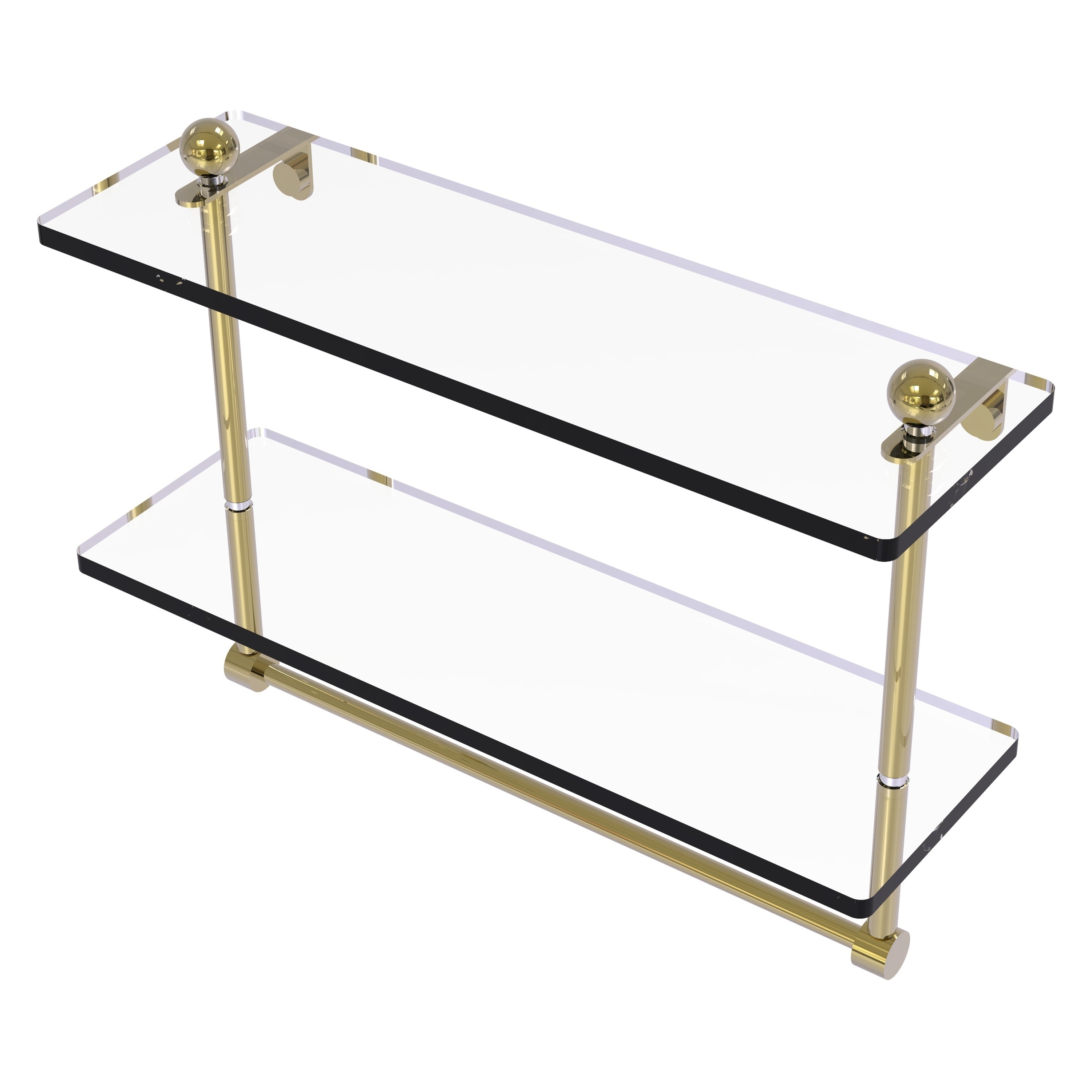 Allied Brass PR-2/16TB-UNL Prestige Regal Unlacquered Brass 2 -Tier Wall mount Bathroom Shelf ( 16-in x 12-in x 5-in )