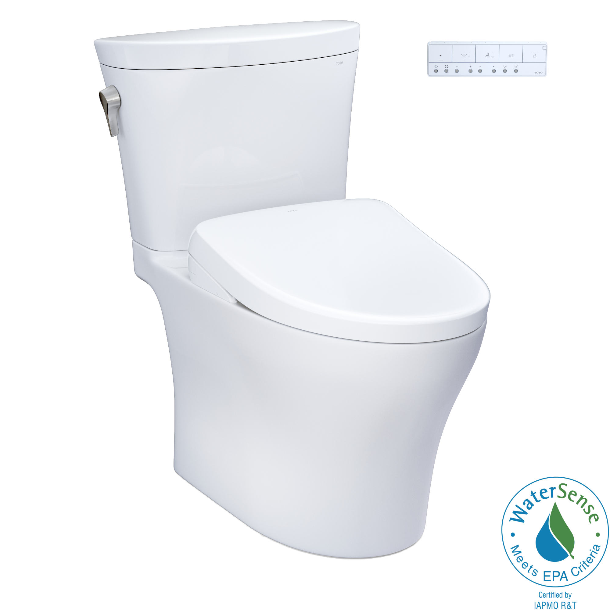 TOTO MW4484726CEMFGN-01 Aquia Cotton White Dual Flush Elongated Chair height 2-piece Bidet 12-in Rough-In 1.28 GPF