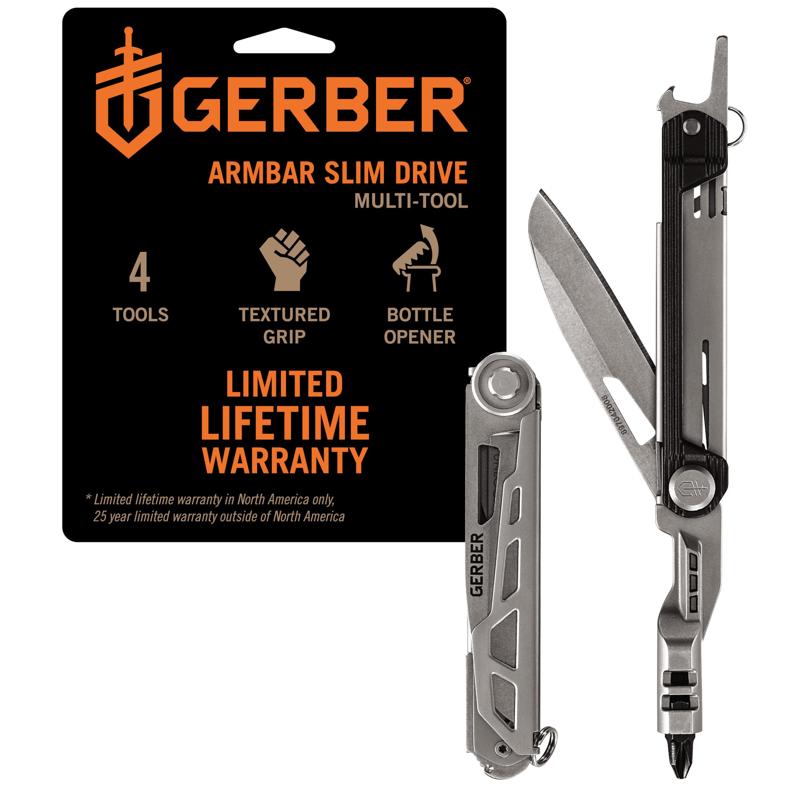 Gerber  Gear Armbar Slim Drive Pocket Knife EDC Multitool with Screwdriver Bottle Opener Onyx