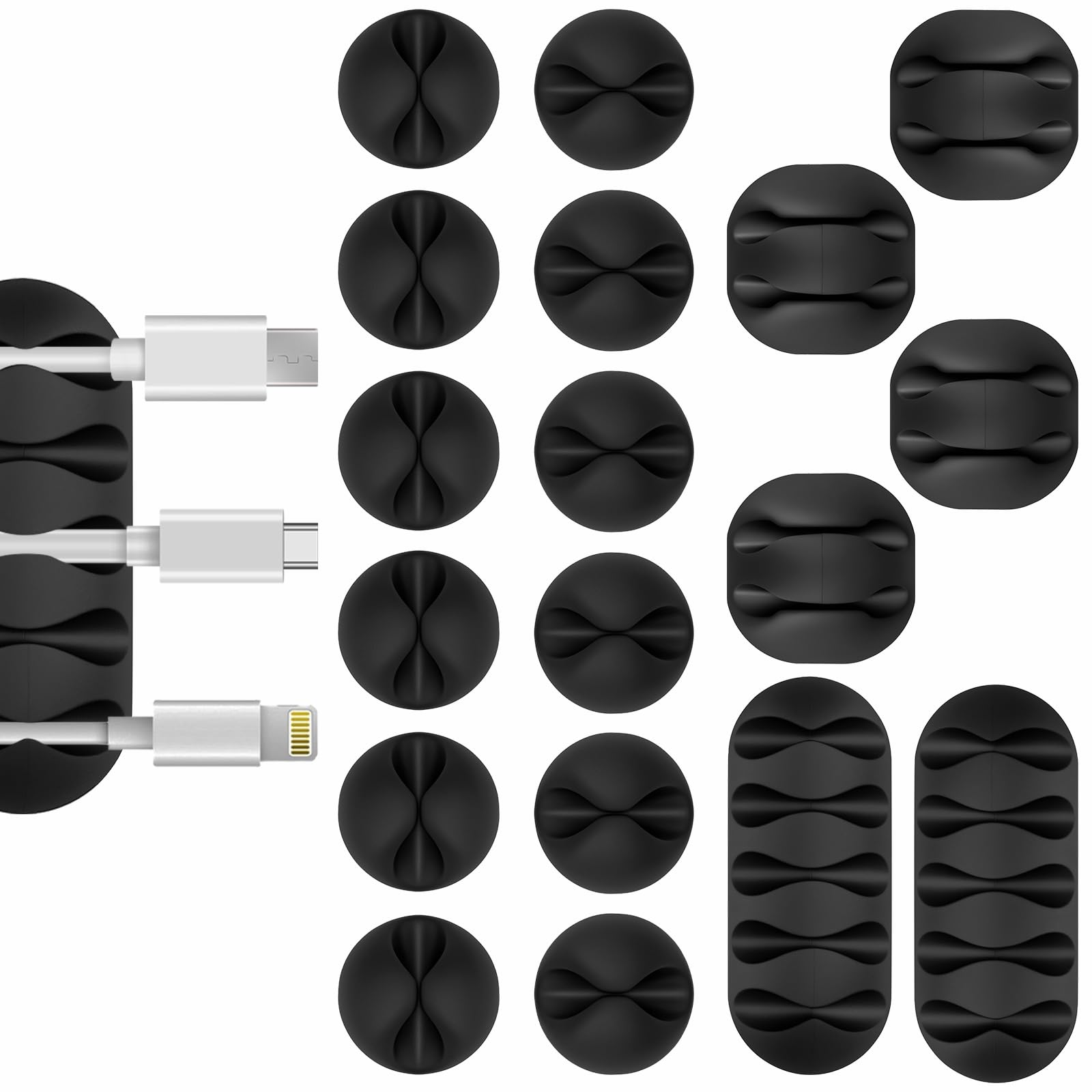 Anqtovp  Cable Clips Cord Holder 18 Pieces Black Adhesive Phone Charger Wire Organizer for Desk Office Nightstand durable